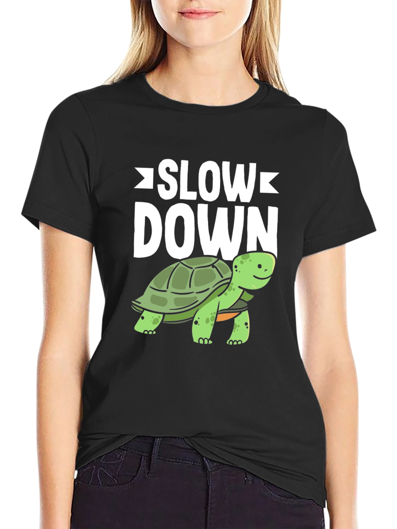 Slow Down Turtle Graphic T-Shirt