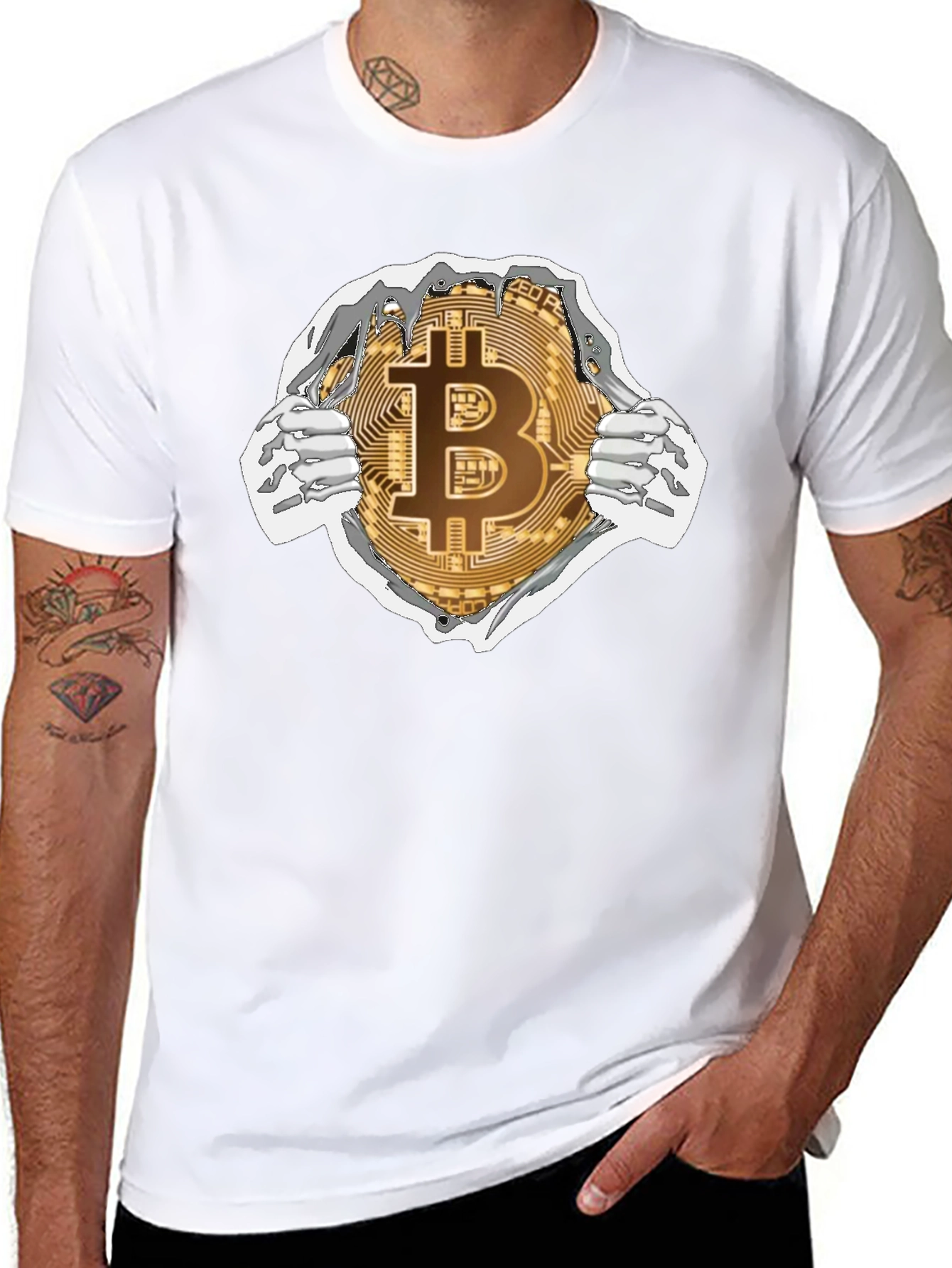 Bitcoin Ripped T-Shirt Crypto Currency Tee