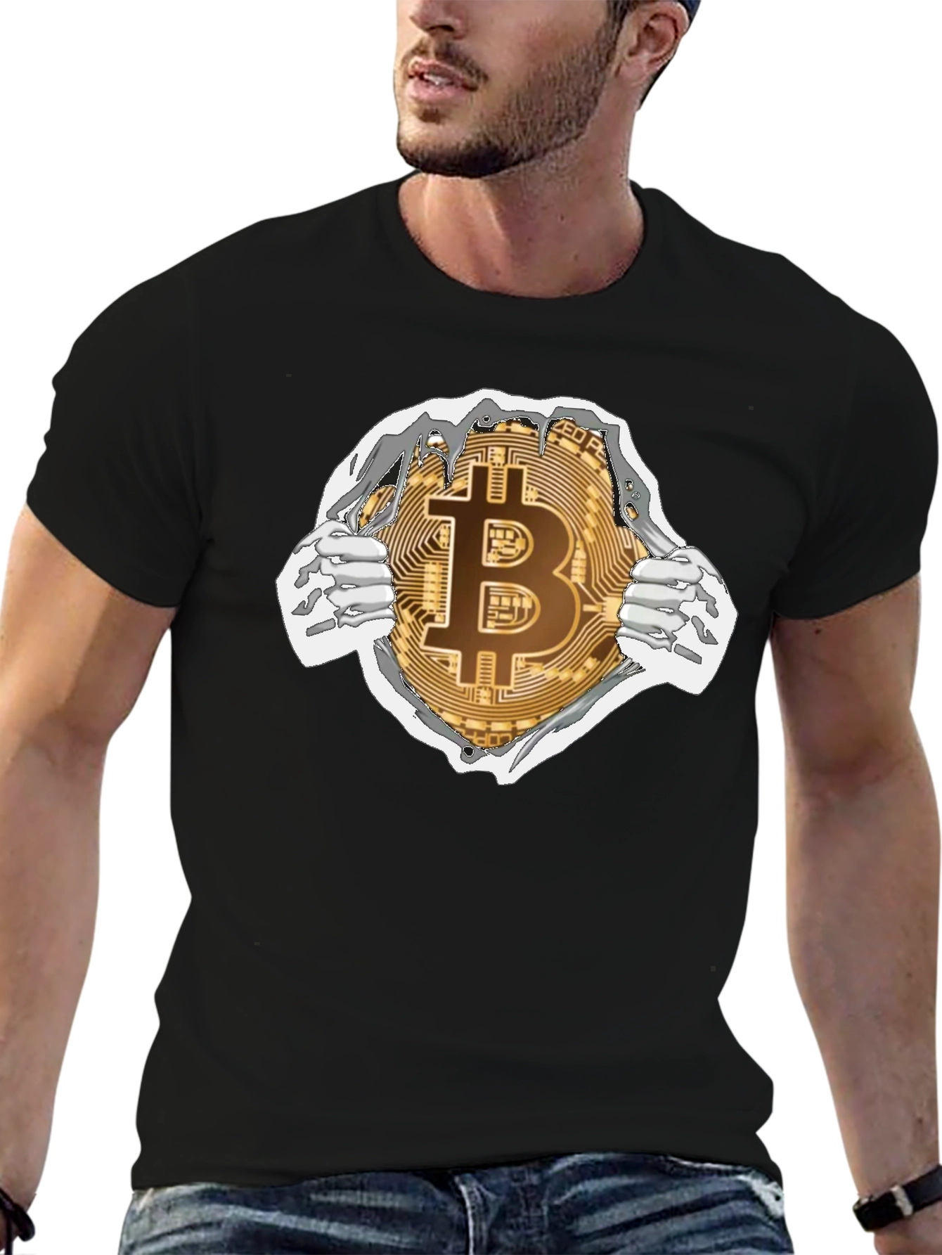 Bitcoin Ripped T-Shirt Crypto Currency Tee