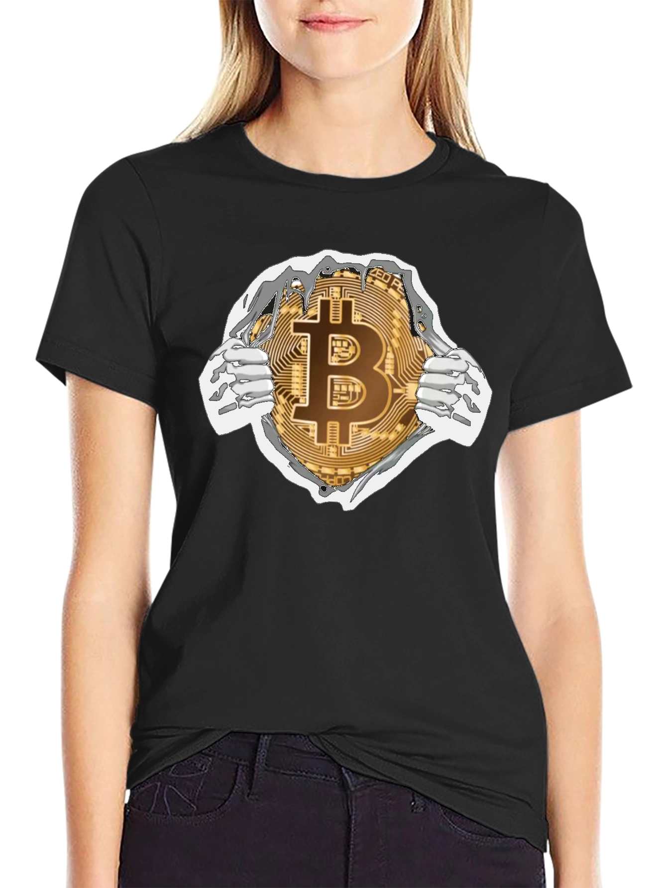 Bitcoin Ripped T-Shirt Crypto Currency Tee