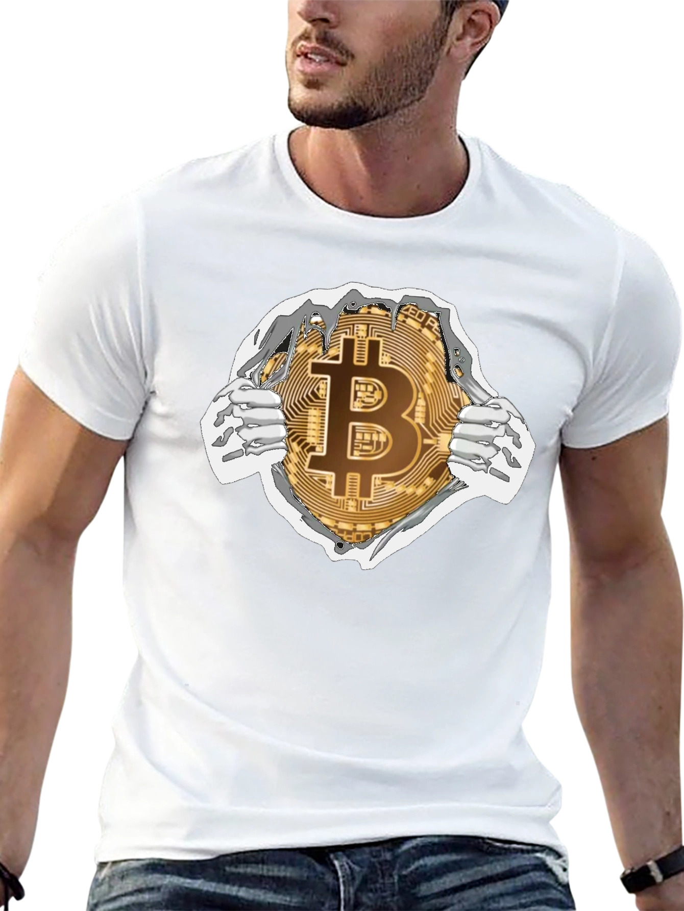 Bitcoin Ripped T-Shirt Crypto Currency Tee