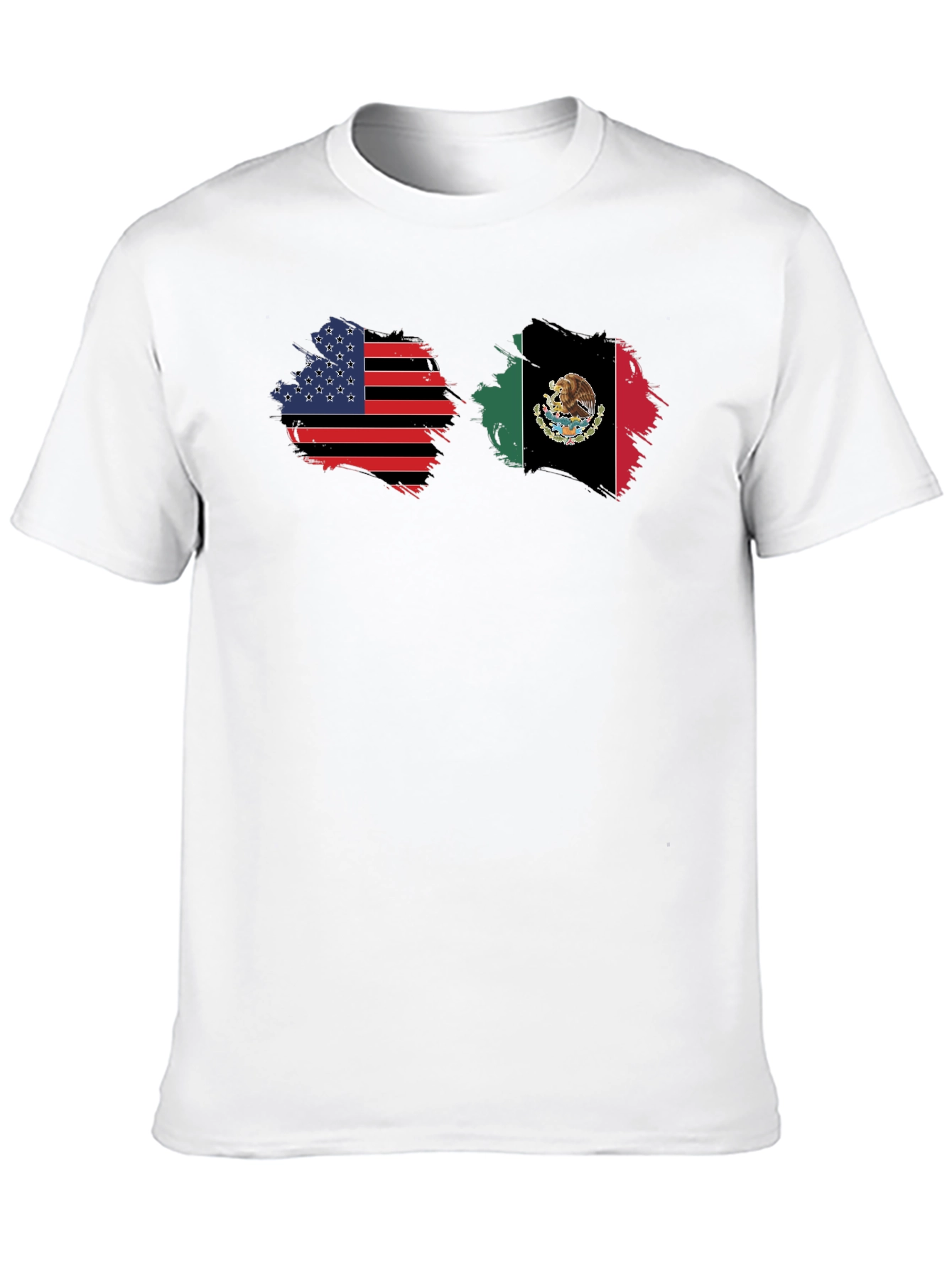 USA & Mexico Flags Graphic Black T-Shirt