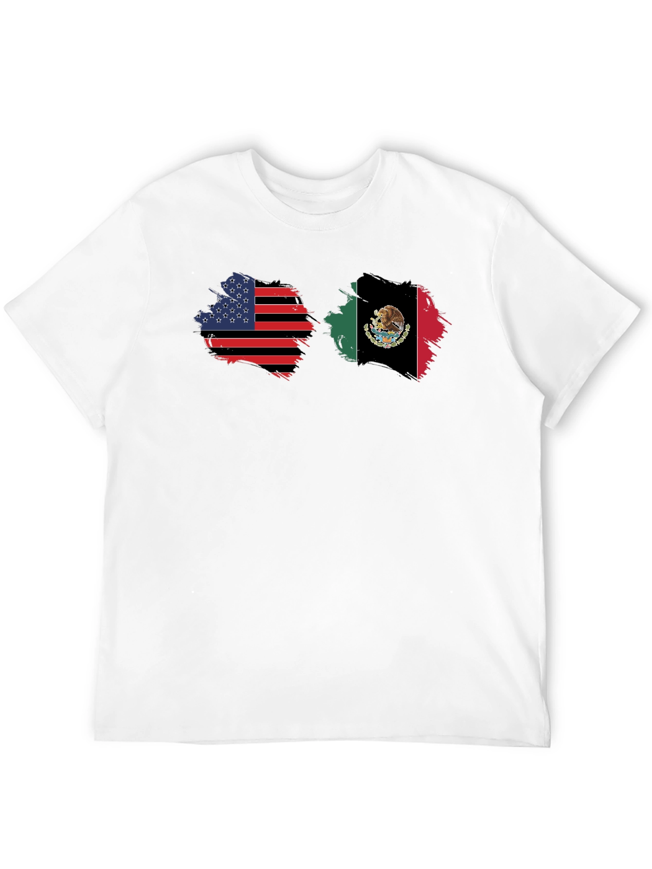 USA & Mexico Flags Graphic Black T-Shirt