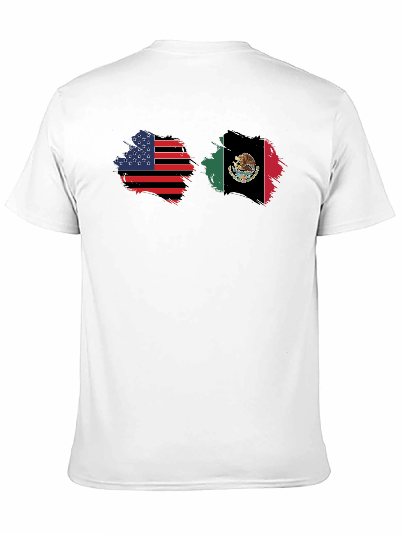 USA & Mexico Flags Graphic Black T-Shirt
