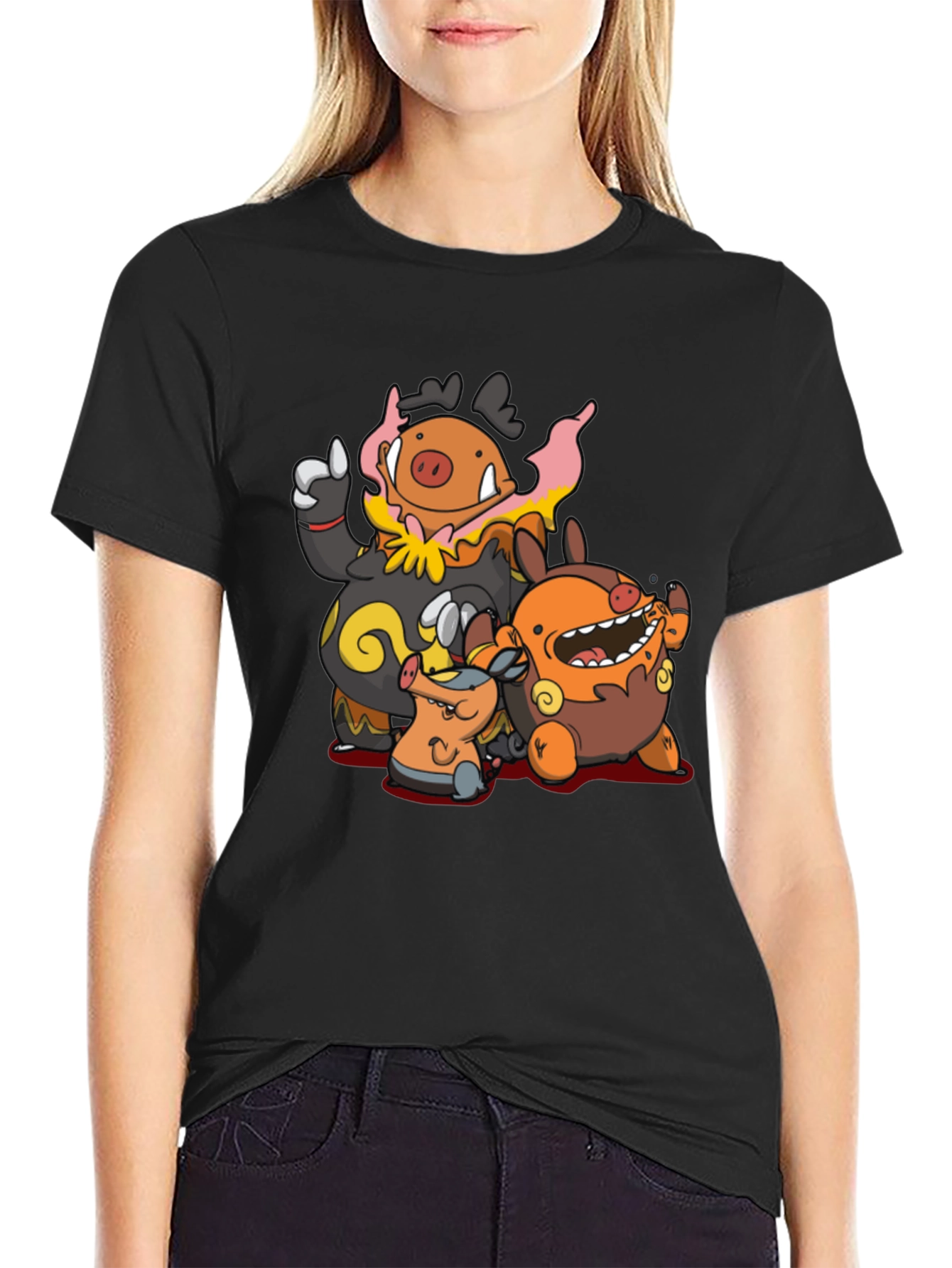 Pokemon Tepig Evolution Line T-Shirt - Black