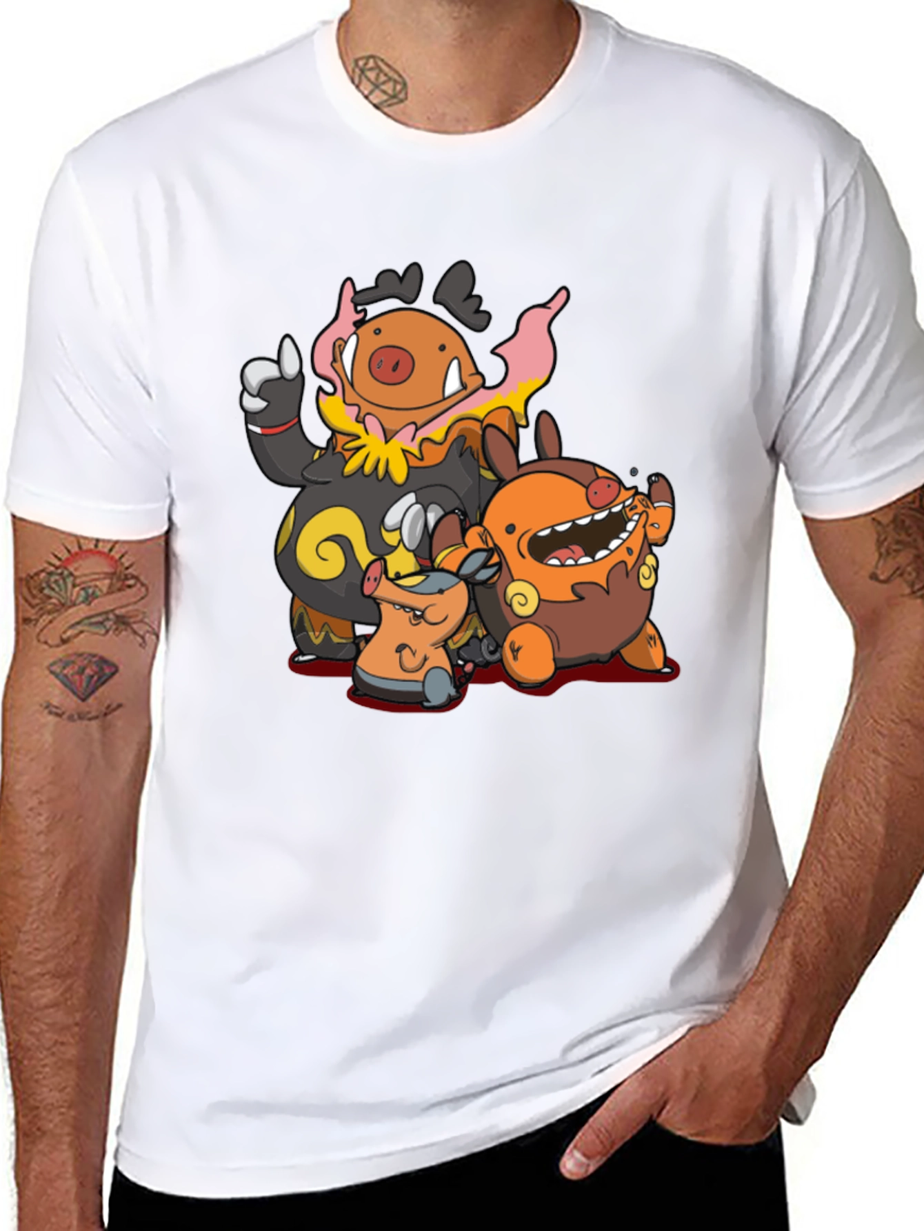 Pokemon Tepig Evolution Line T-Shirt - Black