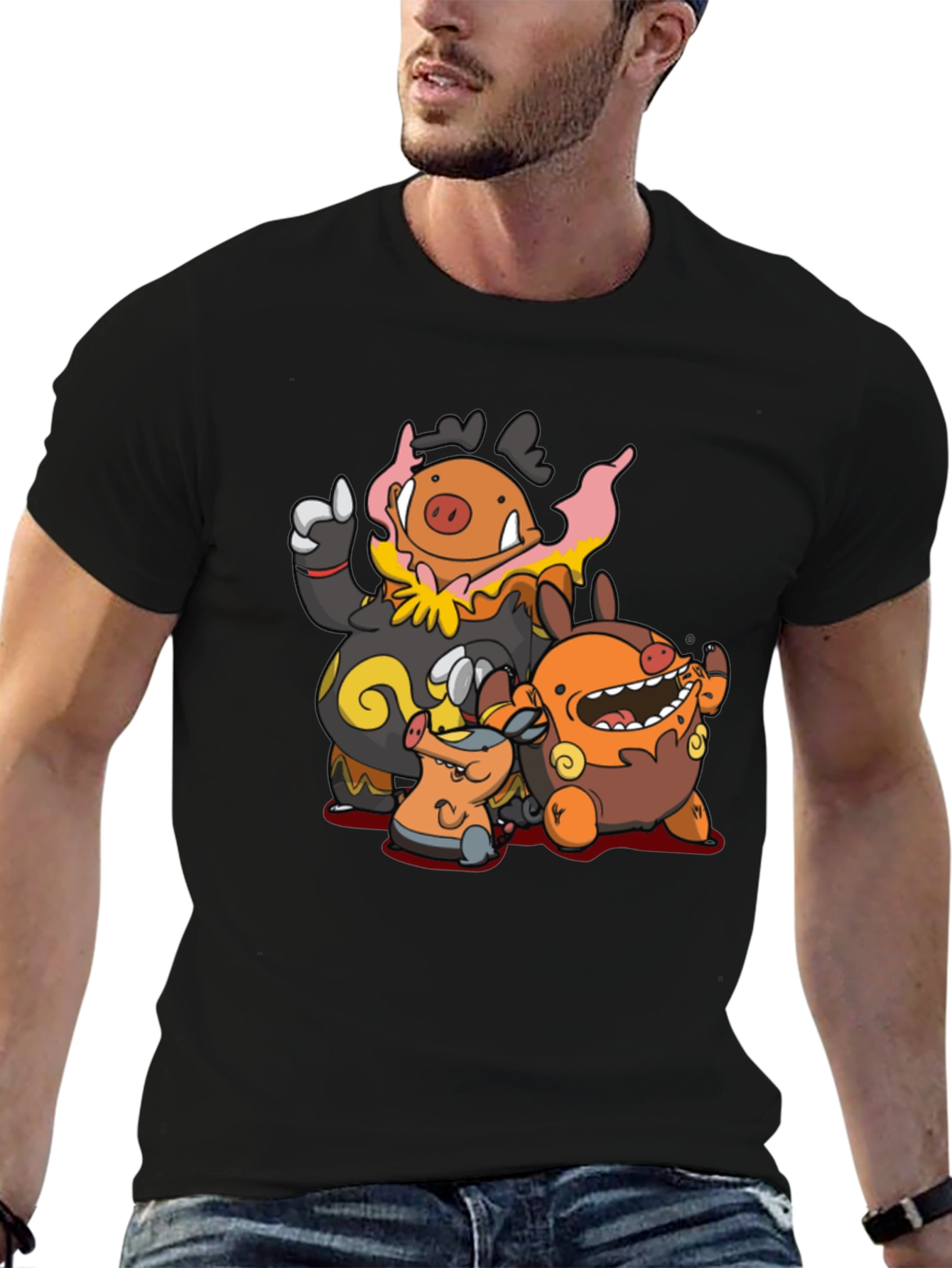 Pokemon Tepig Evolution Line T-Shirt - Black