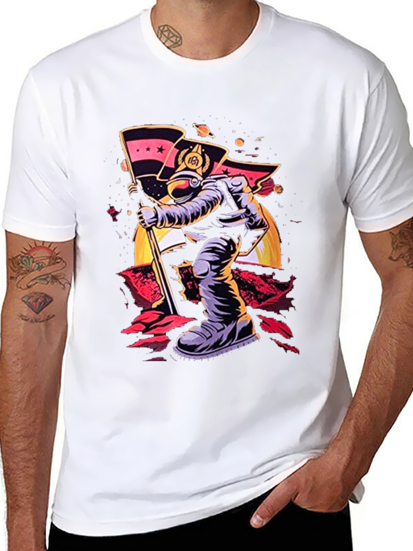 Astronaut Flag T-Shirt - Space Explorer Tee