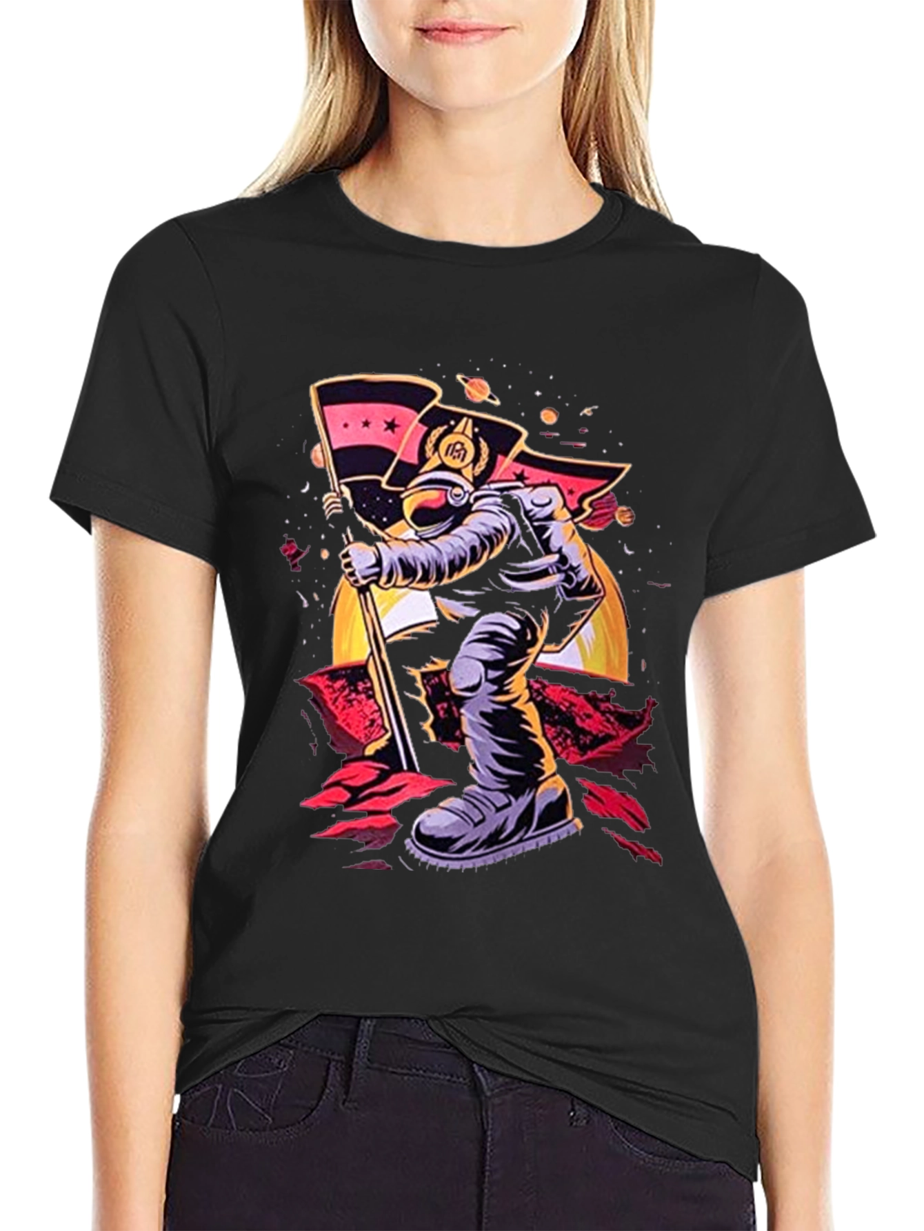 Astronaut Flag T-Shirt - Space Explorer Tee