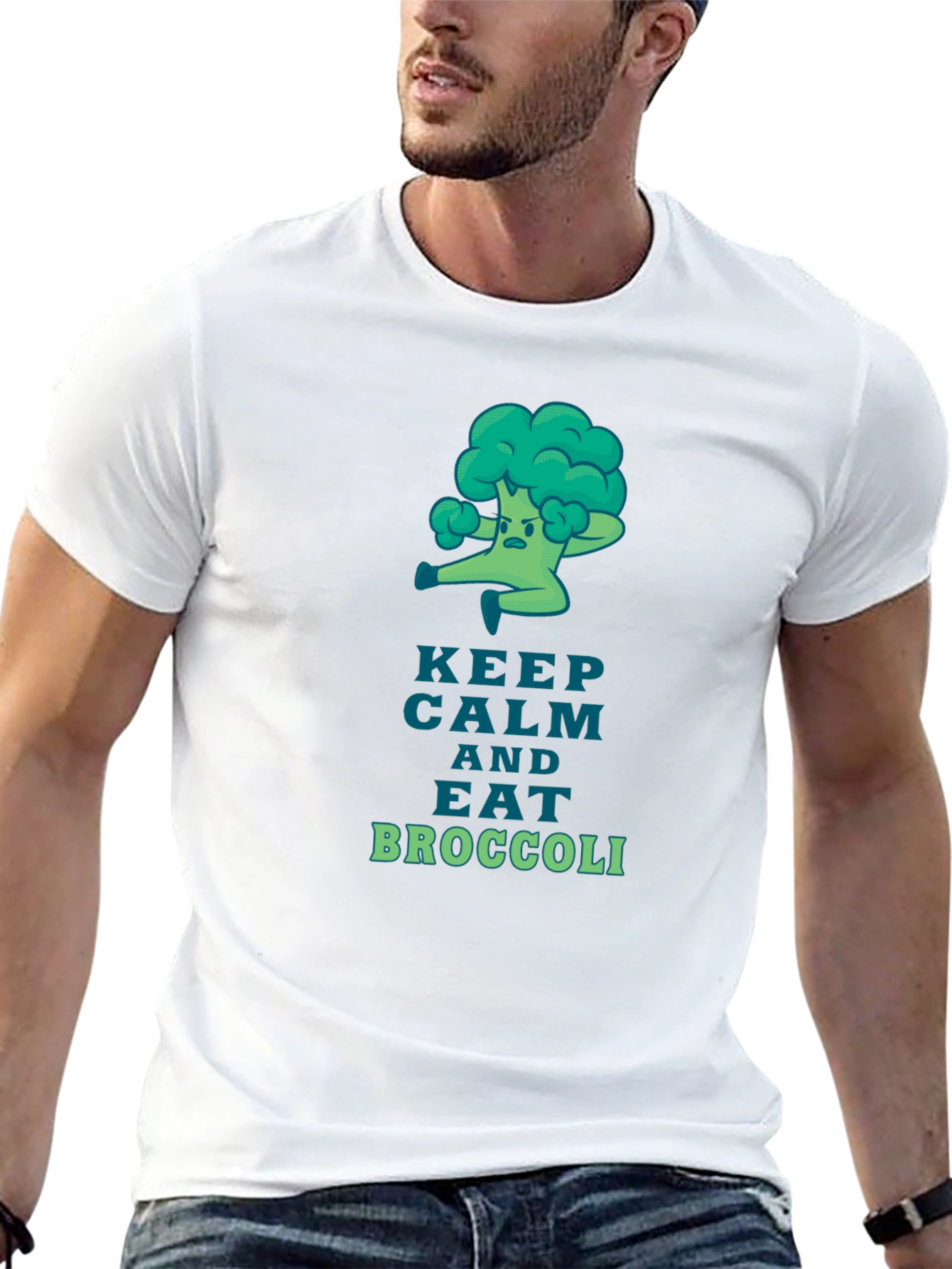 Keep Calm and Eat Broccoli Graphic T-Shirt