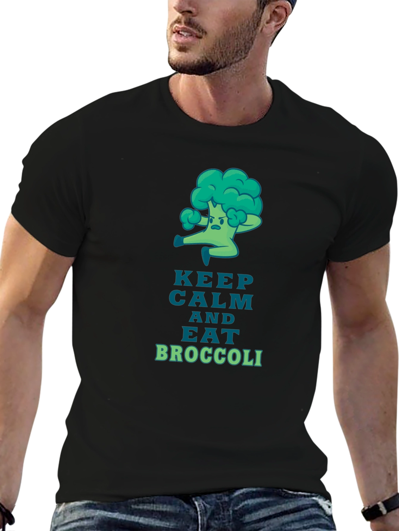 Keep Calm and Eat Broccoli Graphic T-Shirt