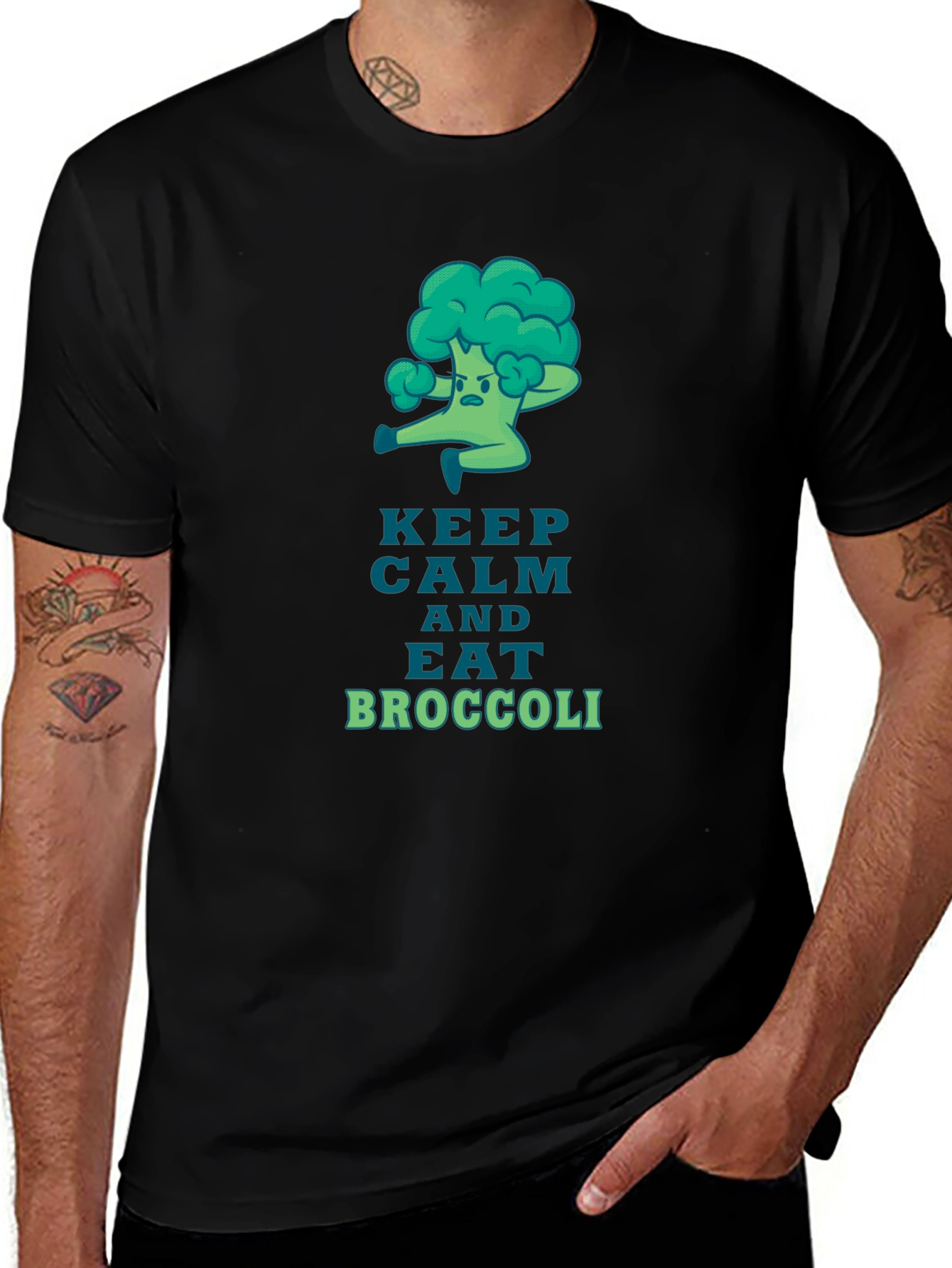 Keep Calm and Eat Broccoli Graphic T-Shirt