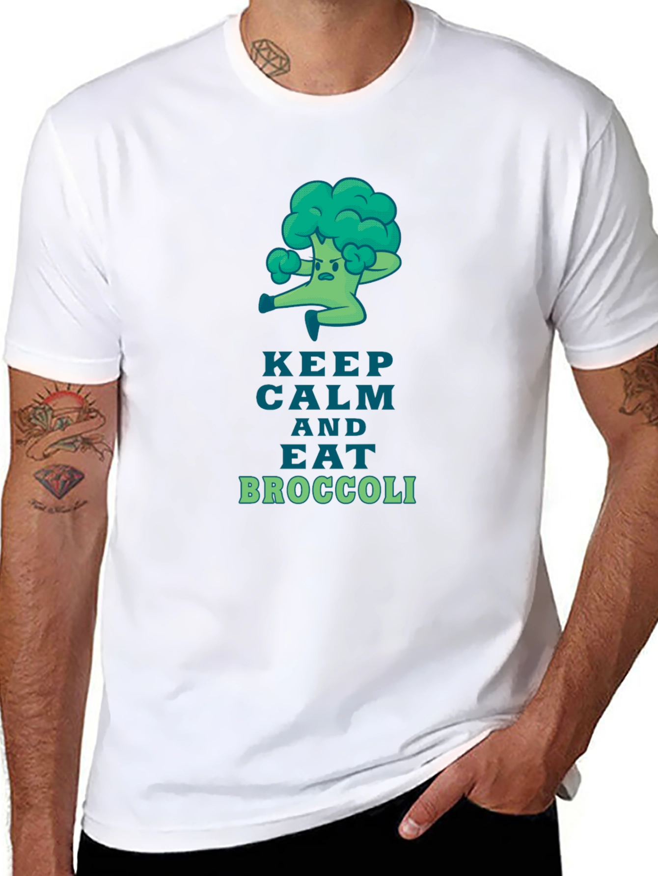 Keep Calm and Eat Broccoli Graphic T-Shirt