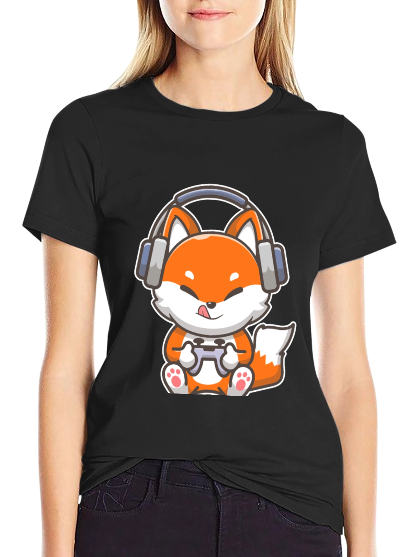 Gamer Fox T-Shirt - Cute Cartoon Design