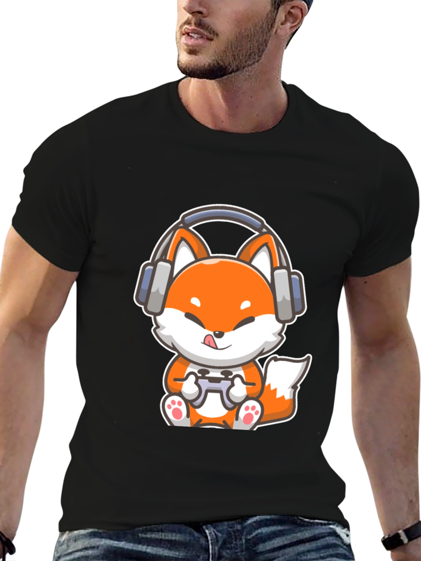 Gamer Fox T-Shirt - Cute Cartoon Design