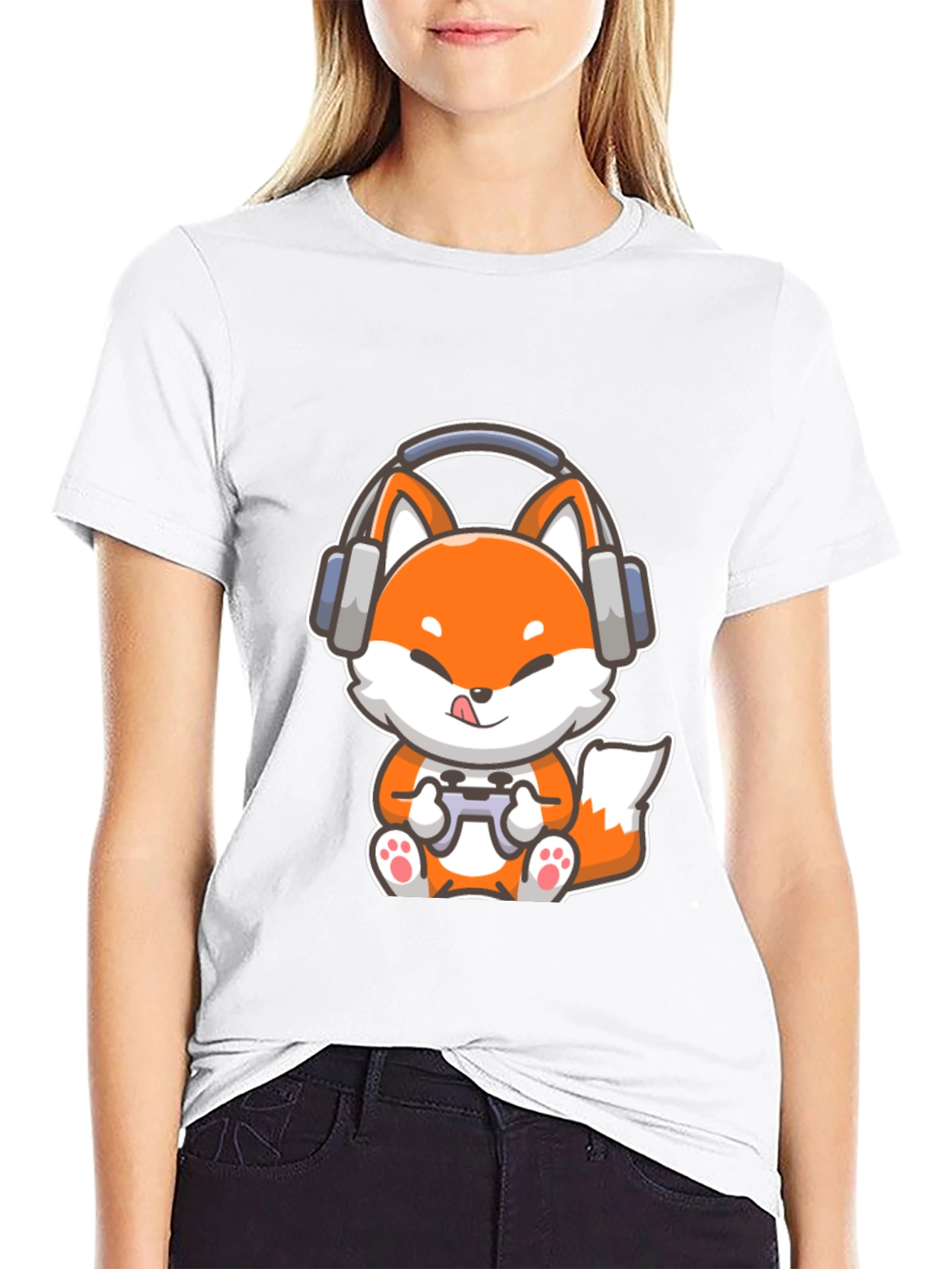 Gamer Fox T-Shirt - Cute Cartoon Design