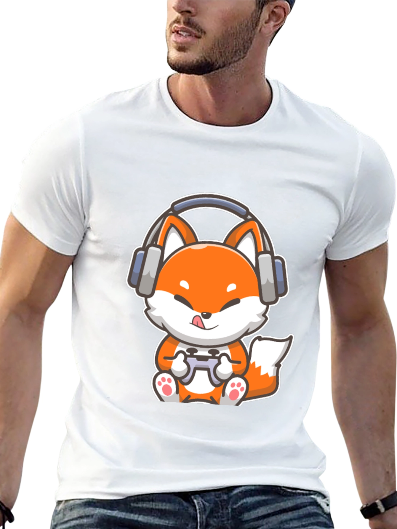 Gamer Fox T-Shirt - Cute Cartoon Design