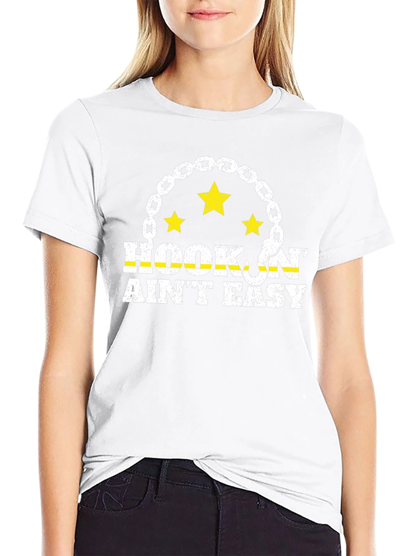Hookin Aint Easy Black Graphic Tee
