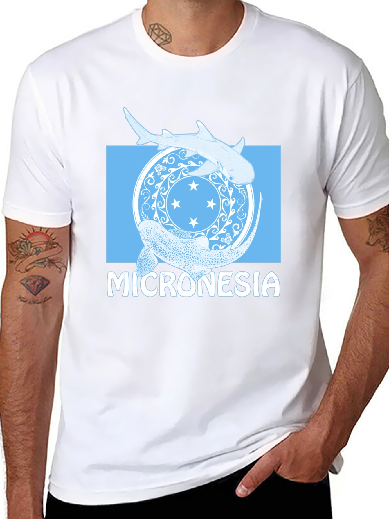 Micronesia Shark Graphic T-Shirt - Black