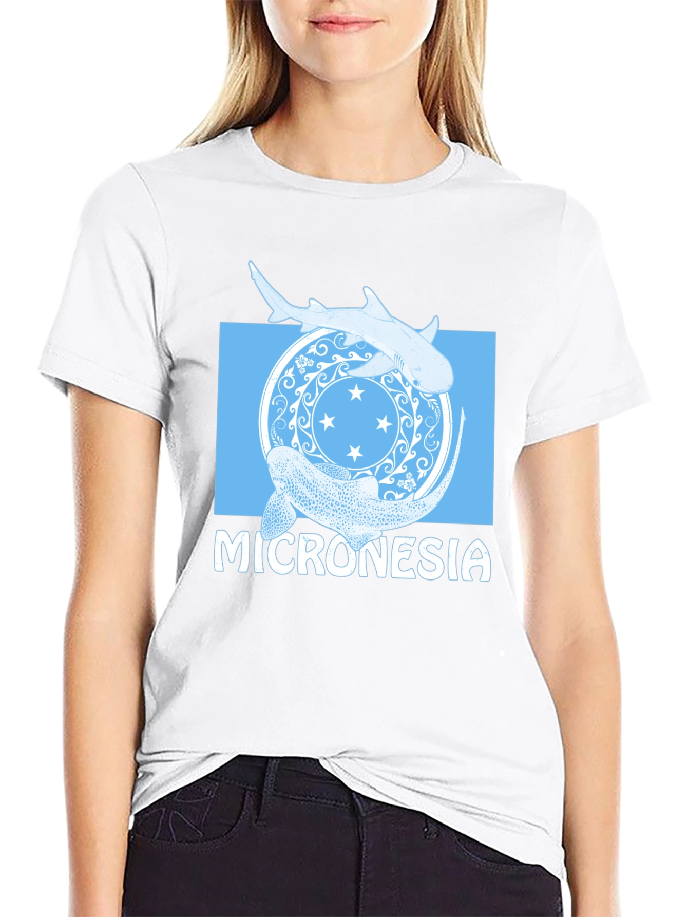 Micronesia Shark Graphic T-Shirt - Black
