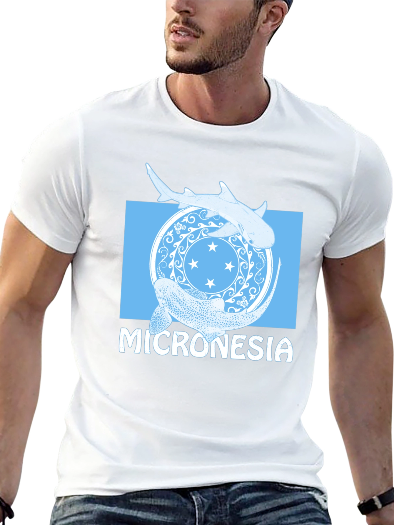 Micronesia Shark Graphic T-Shirt - Black