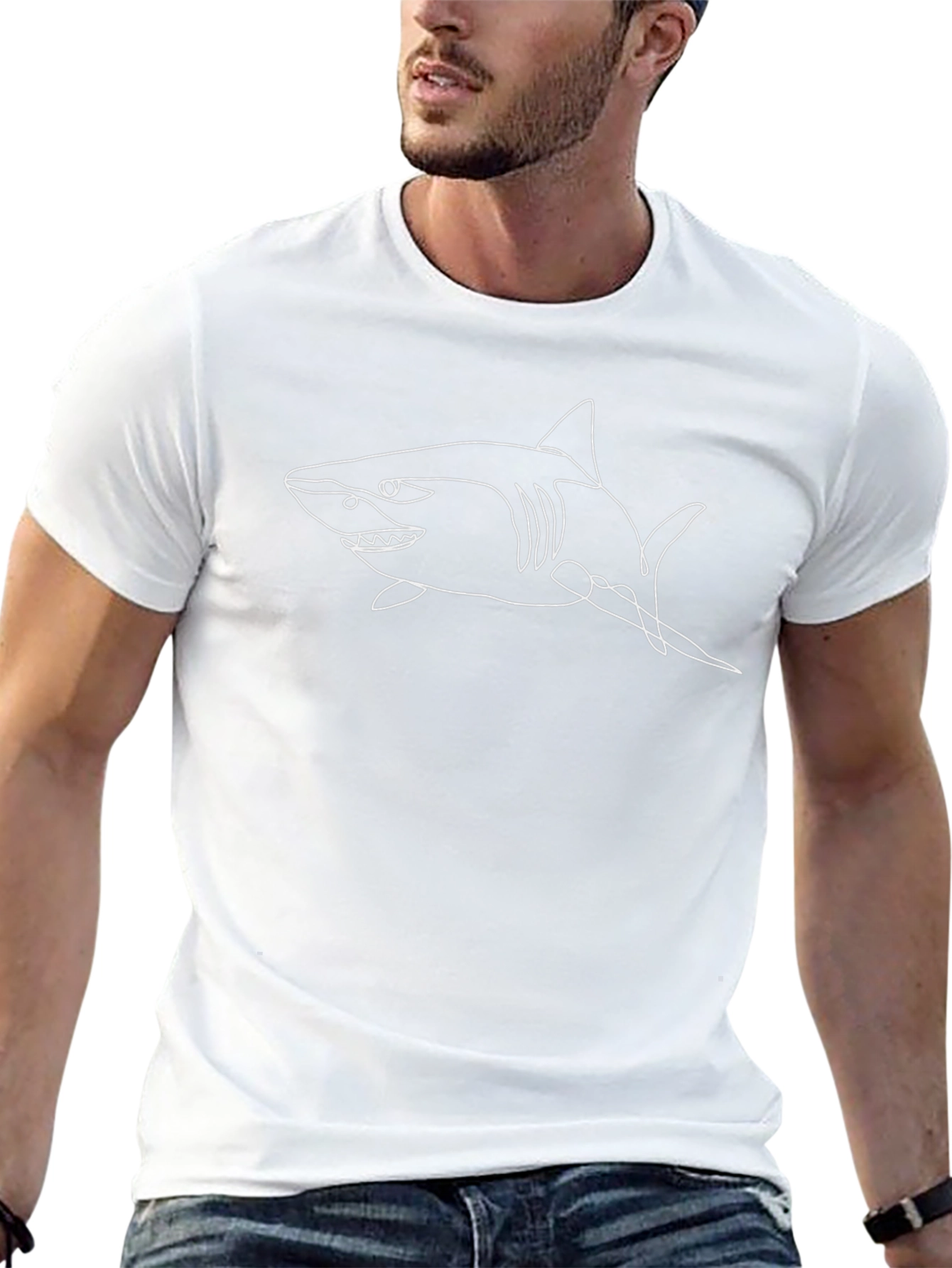 Shark Graphic Tee - Stylish Black Cotton T-Shirt