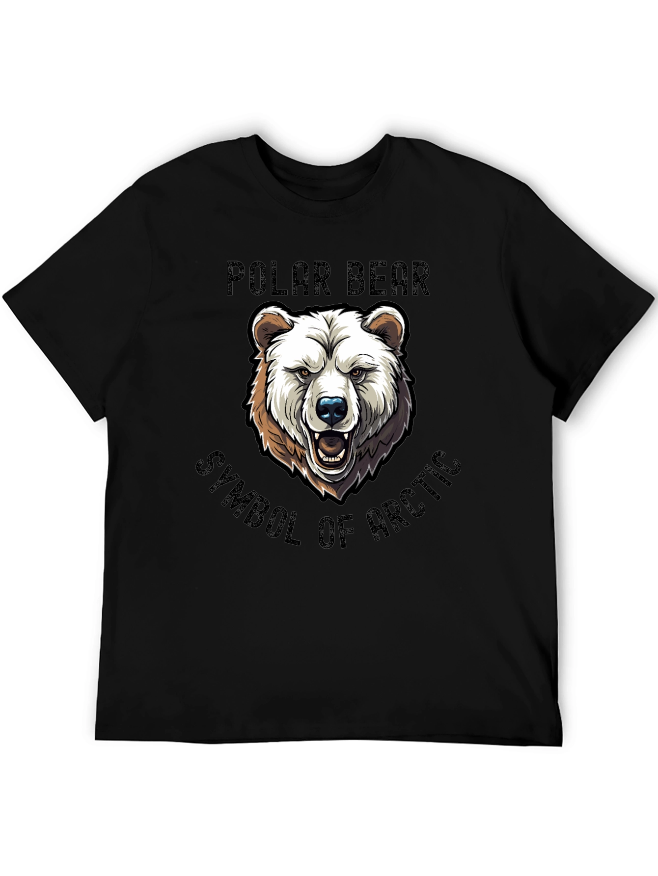 Polar Bear Arctic Symbol Graphic Tee - Black Cotton
