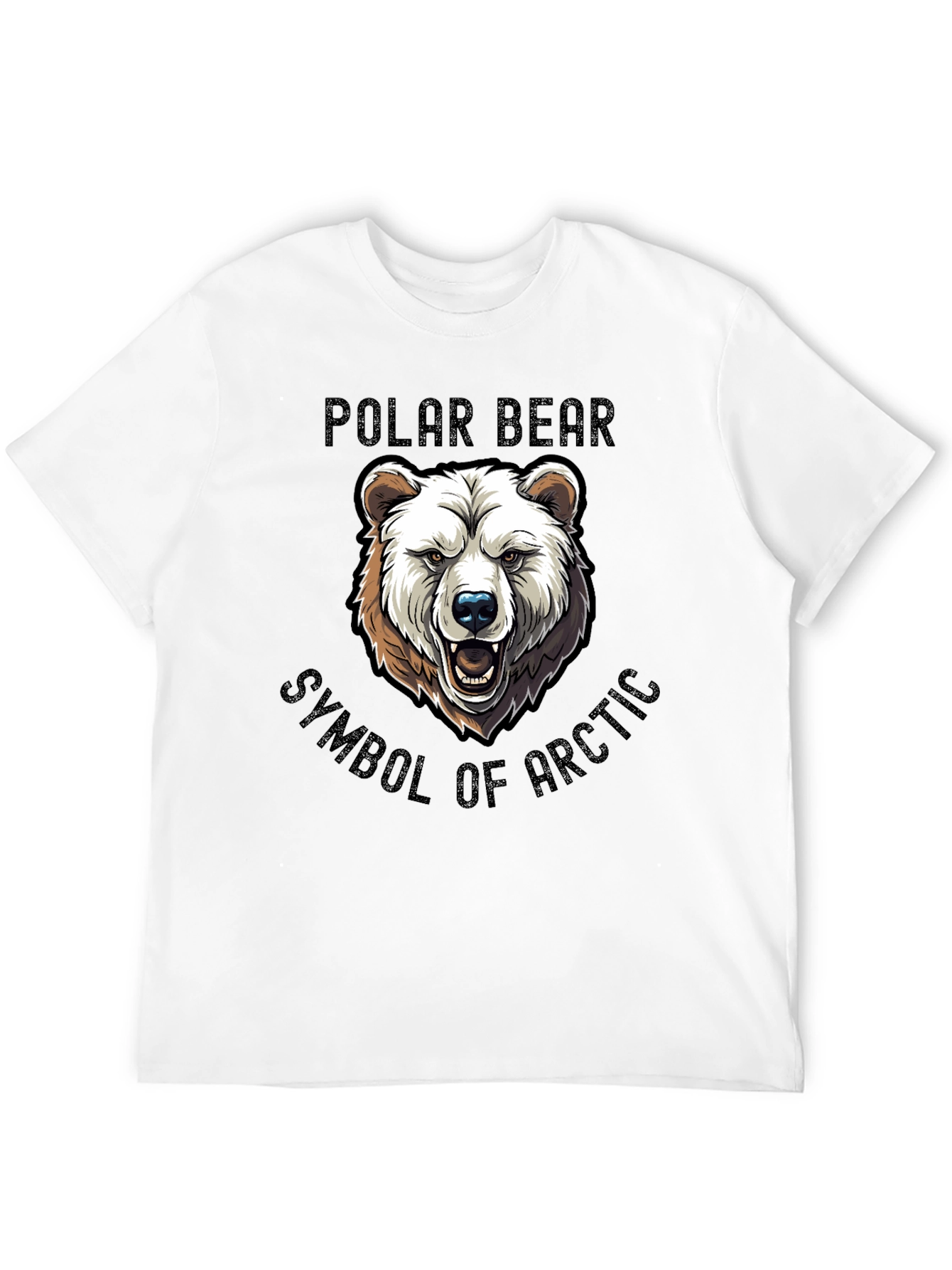 Polar Bear Arctic Symbol Graphic Tee - Black Cotton