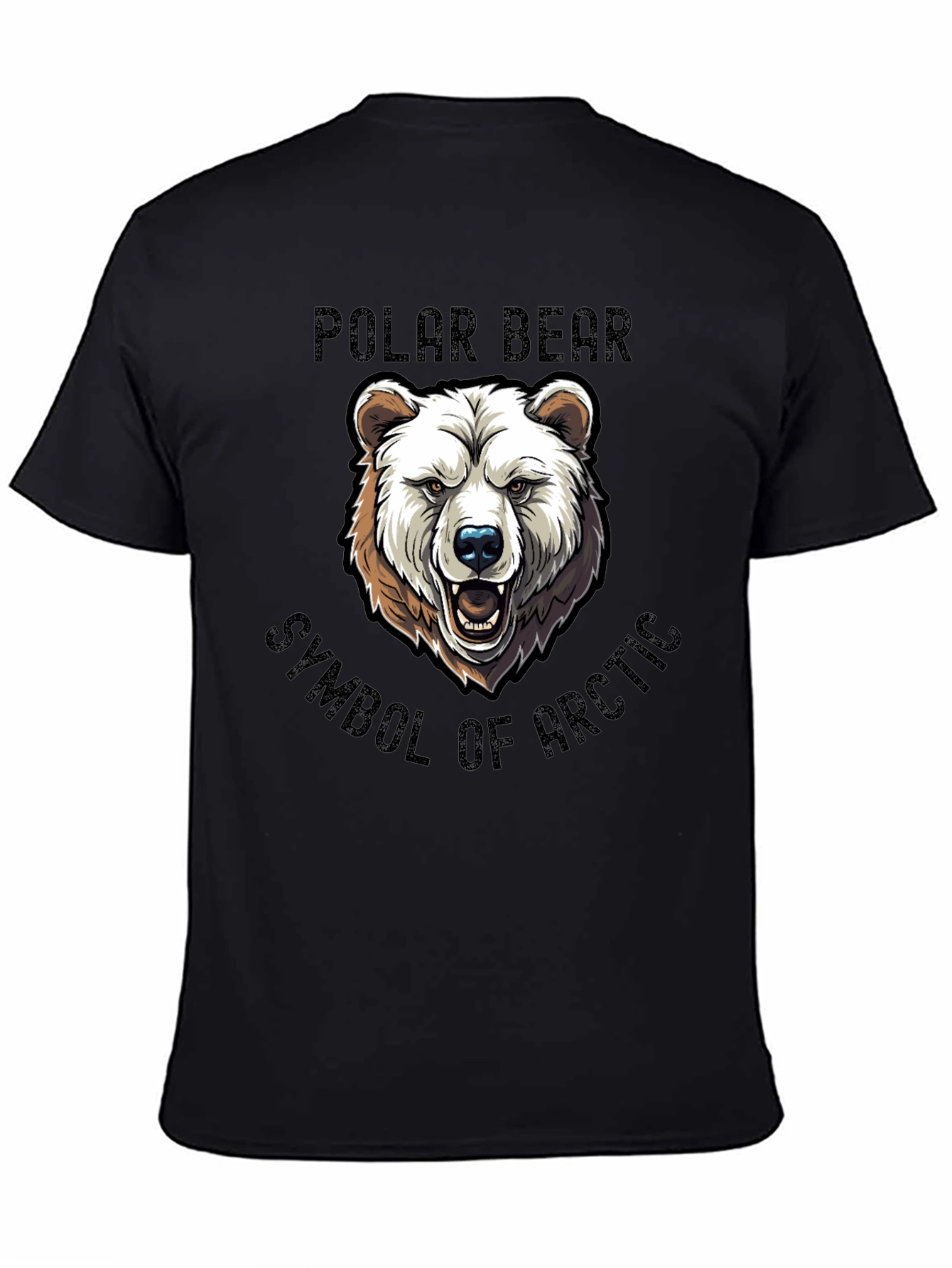 Polar Bear Arctic Symbol Graphic Tee - Black Cotton