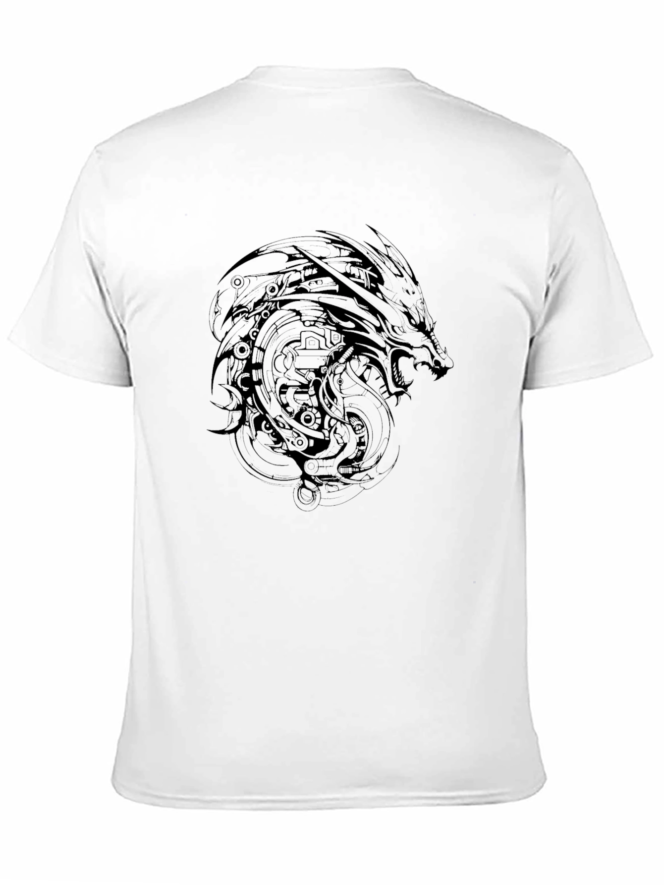 Mens Black Dragon Graphic Print Crew Neck T-Shirt