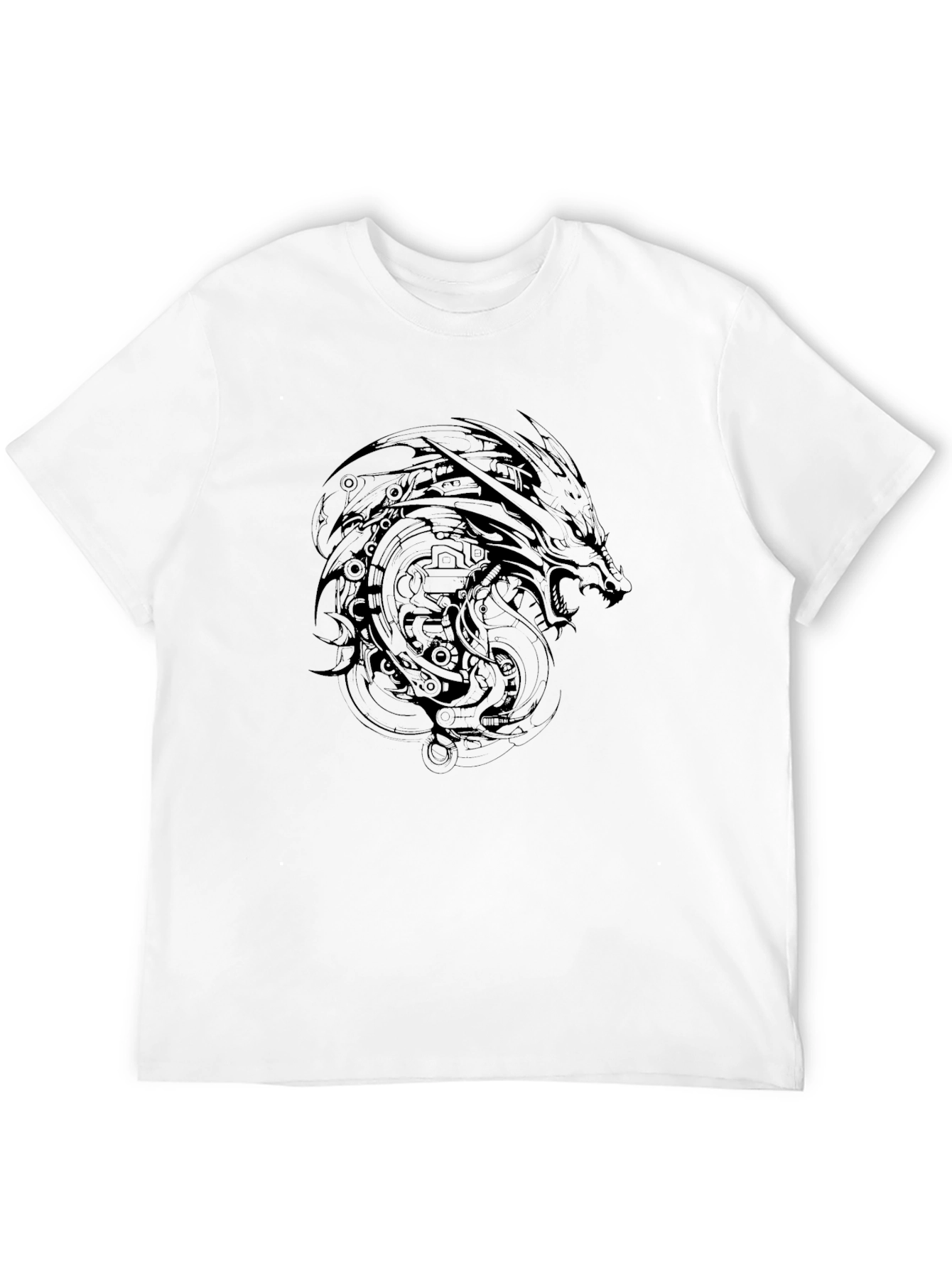 Mens Black Dragon Graphic Print Crew Neck T-Shirt