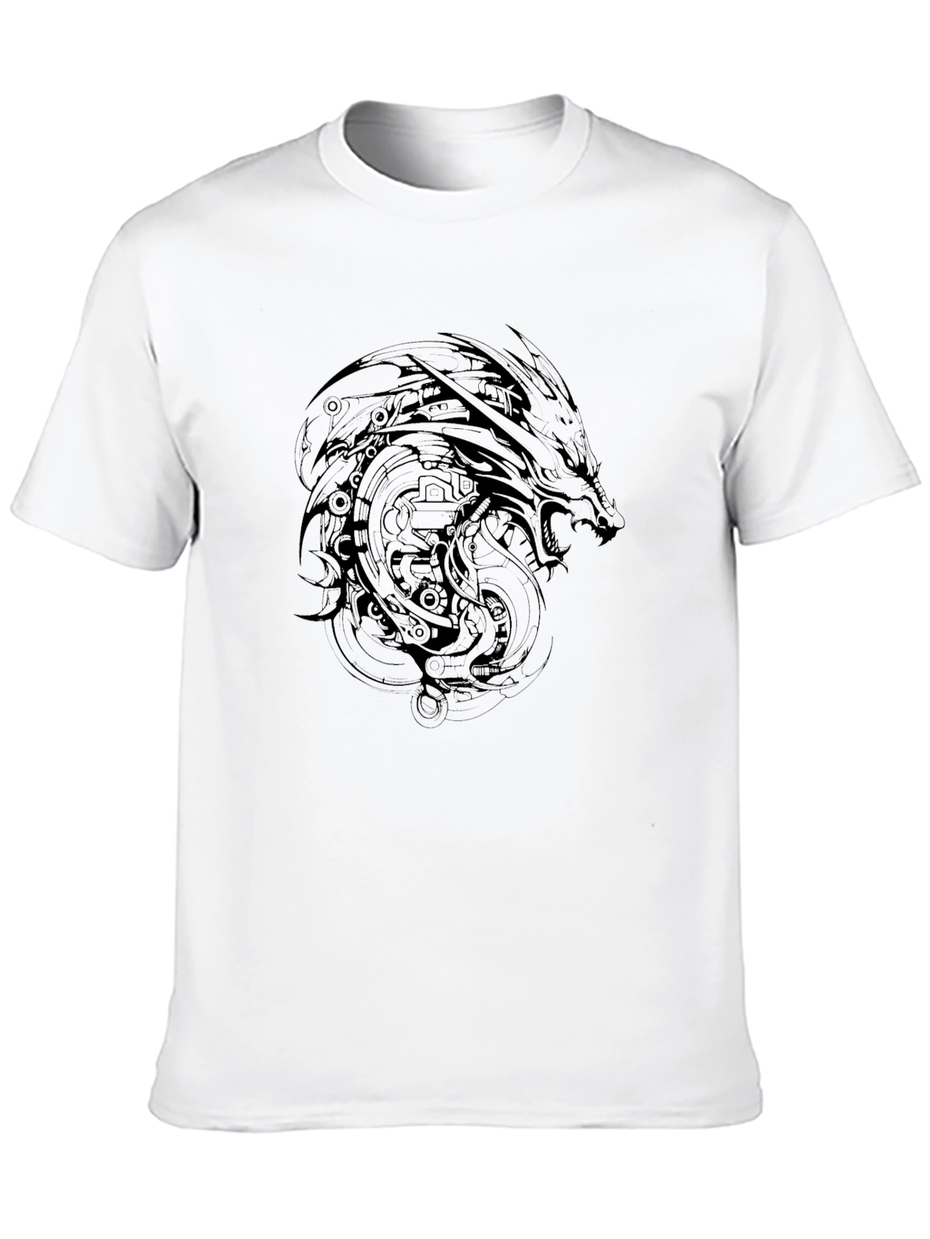 Mens Black Dragon Graphic Print Crew Neck T-Shirt