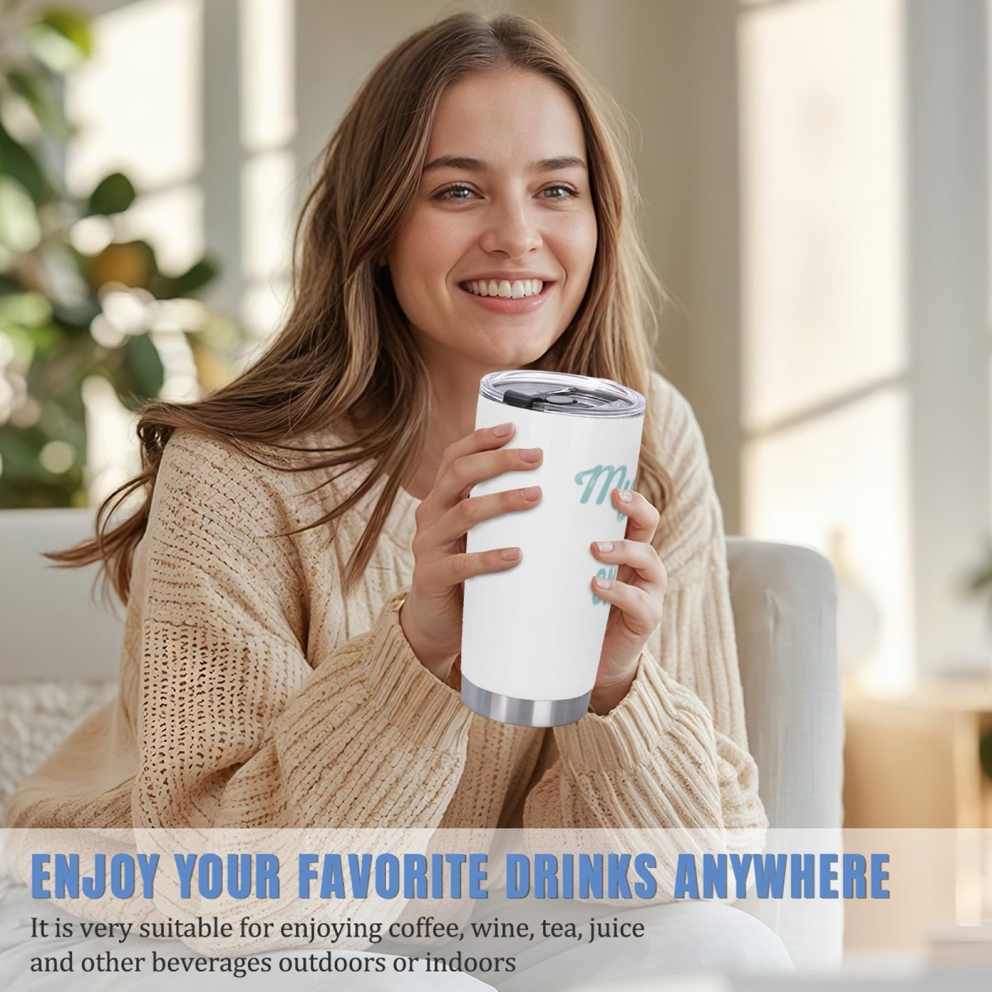Insulated Graphic Beverage Tumbler - Stainless Steel Reusable Travel Cup