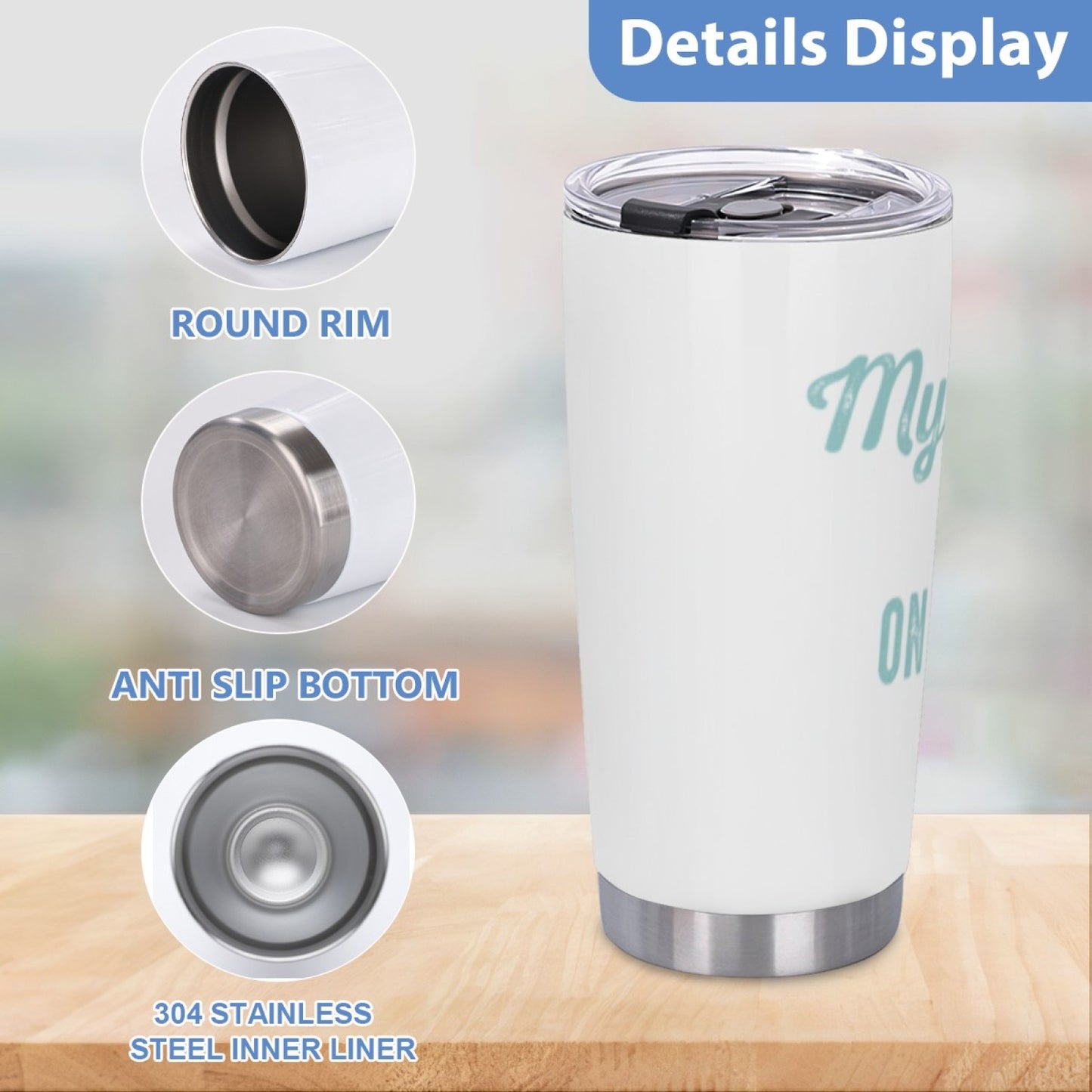 Insulated Graphic Beverage Tumbler - Stainless Steel Reusable Travel Cup