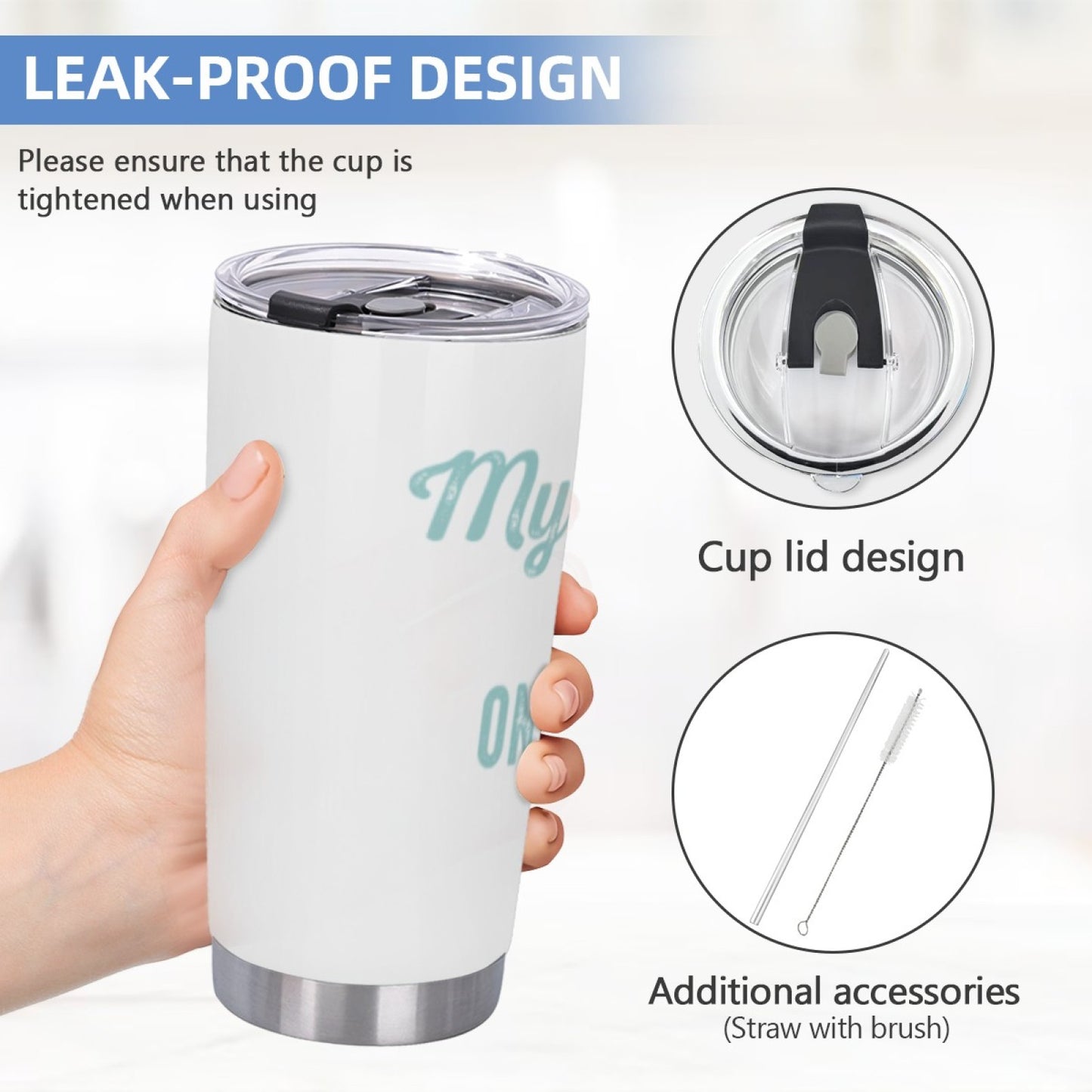 Insulated Graphic Beverage Tumbler - Stainless Steel Reusable Travel Cup