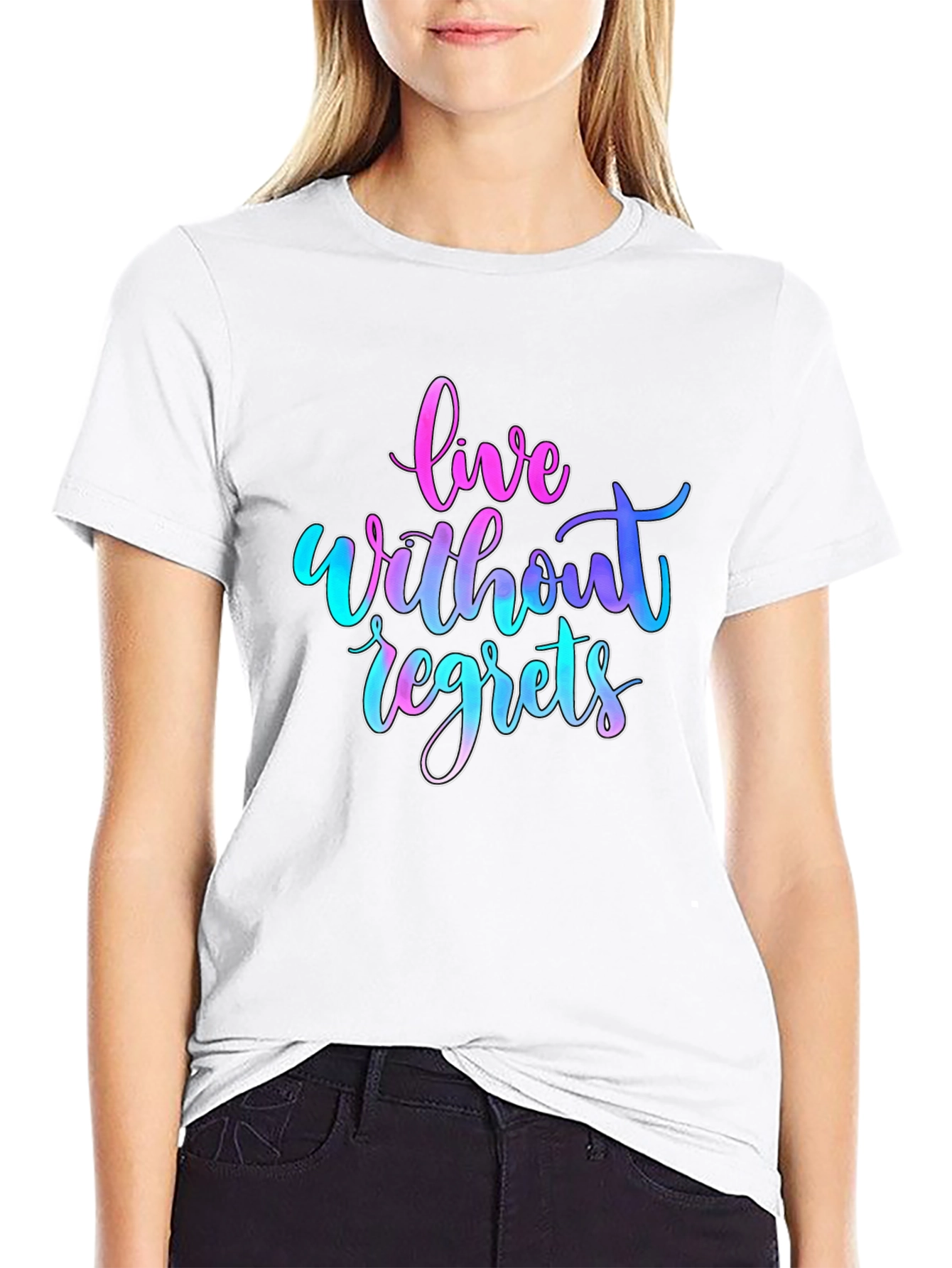 Live Without Regrets Graphic Tee - Black