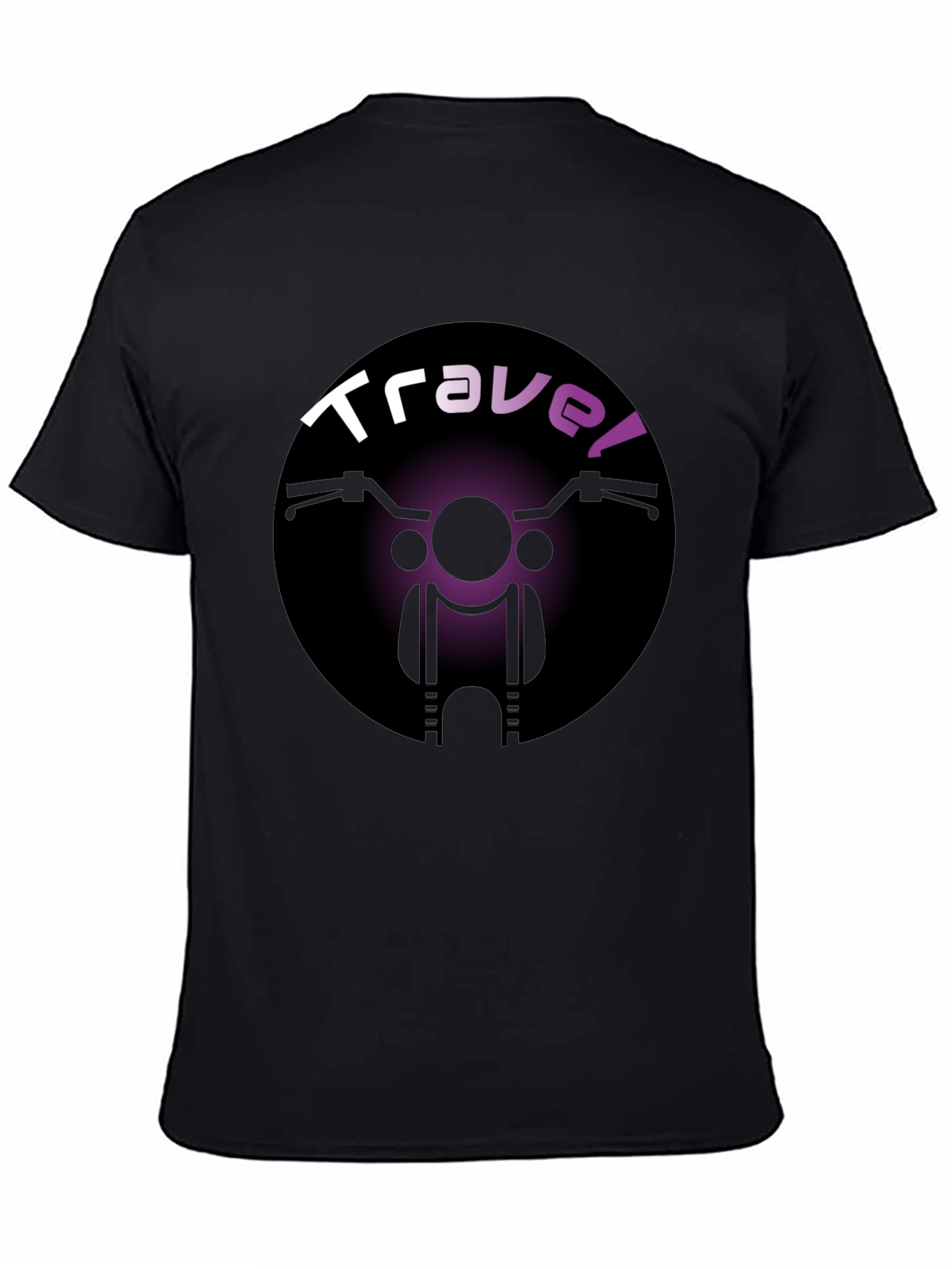 Travel Motorcycle T-Shirt - Black Crew Neck Tee