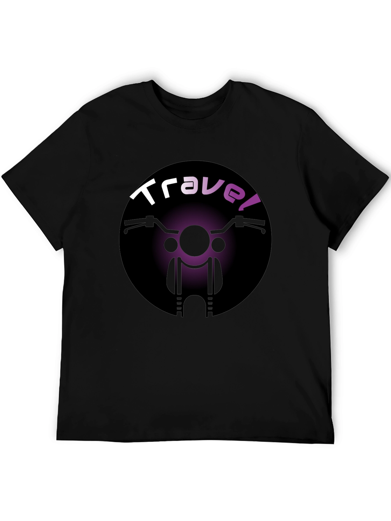 Travel Motorcycle T-Shirt - Black Crew Neck Tee