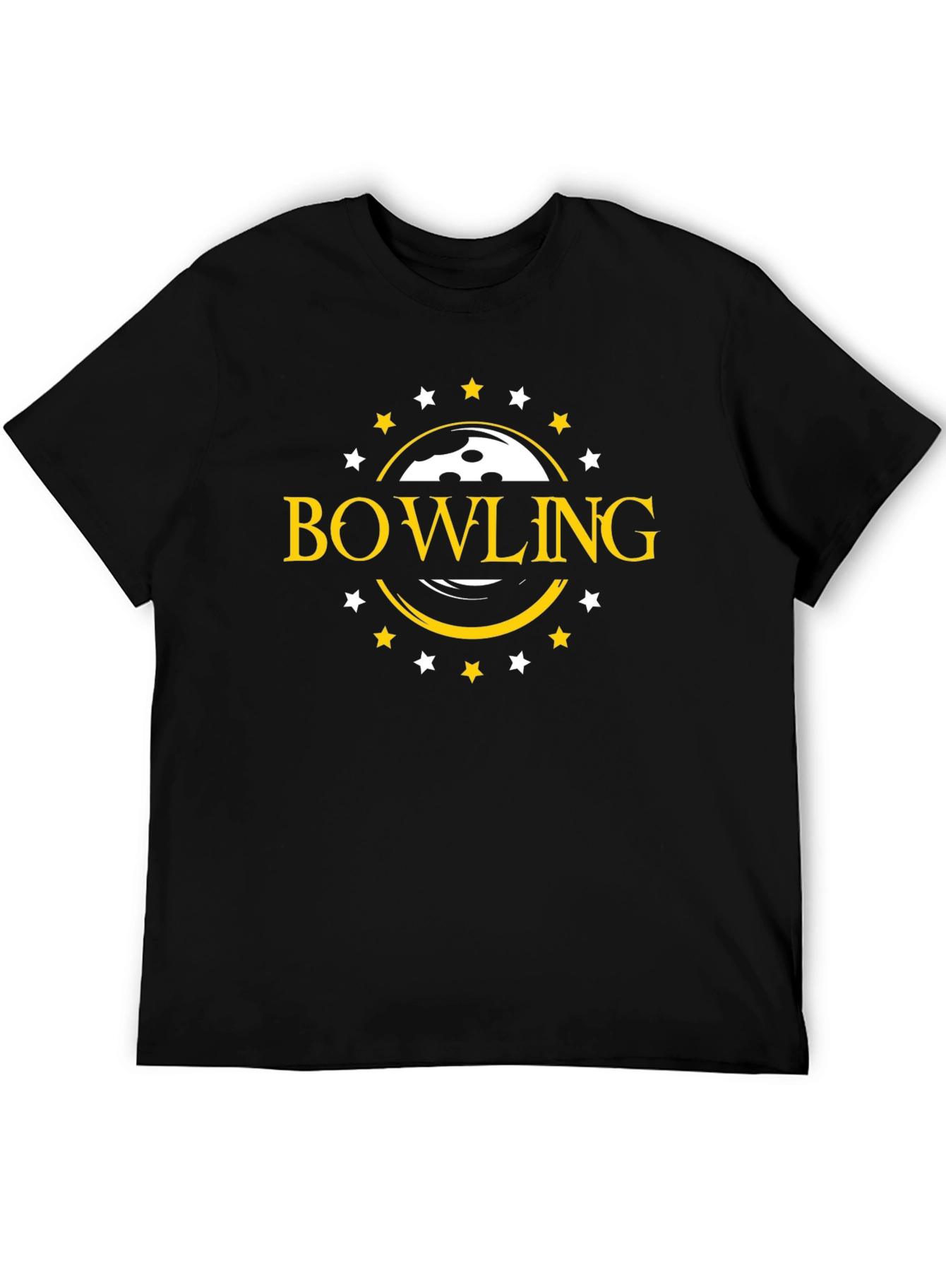 Bowling T-Shirt with Ball and Stars Design