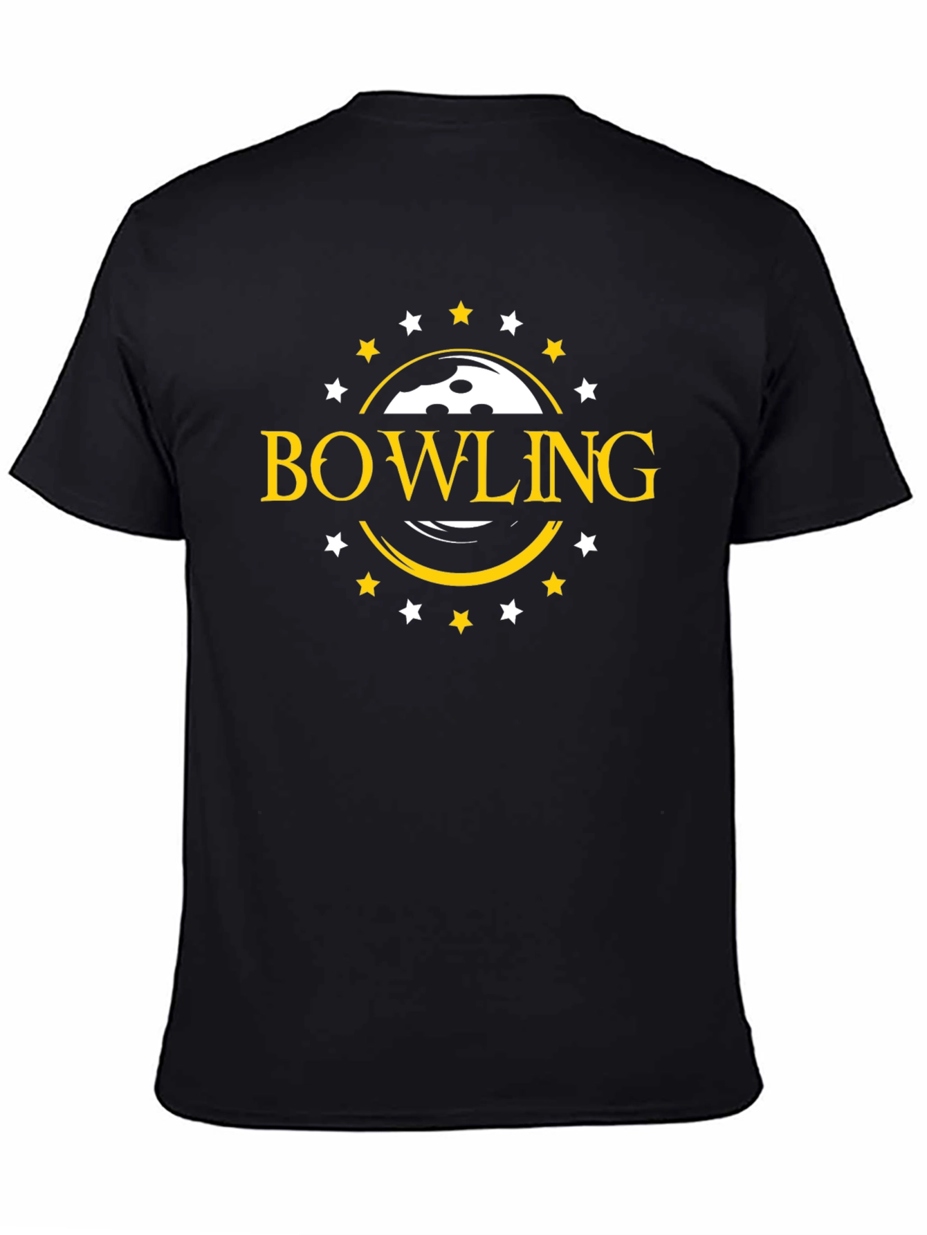 Bowling T-Shirt with Ball and Stars Design