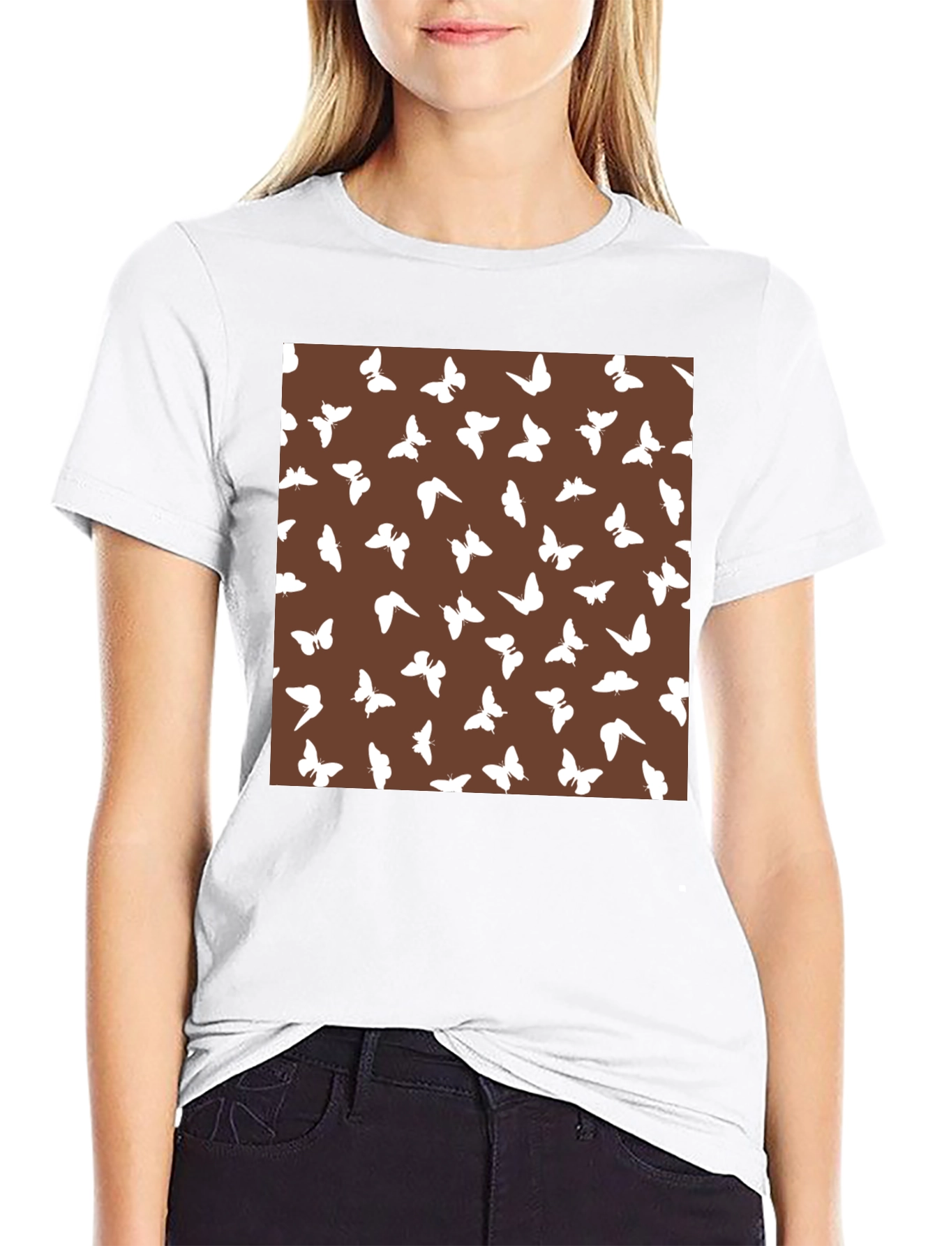 Butterfly Pattern Brown T-Shirt