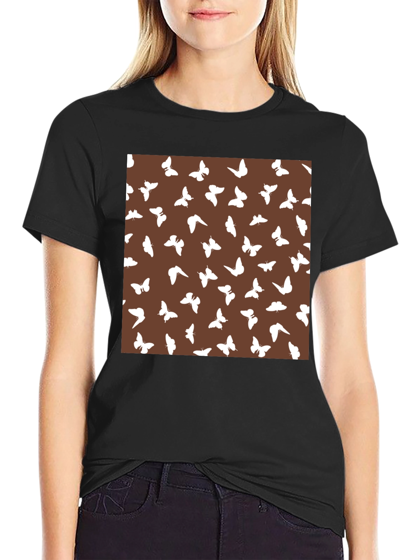 Butterfly Pattern Brown T-Shirt