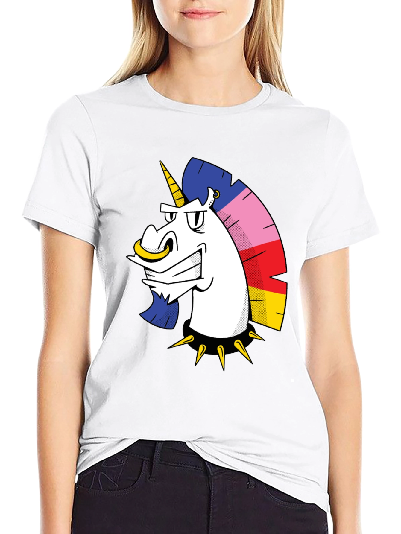 Edgy Unicorn Graphic T-Shirt - Black