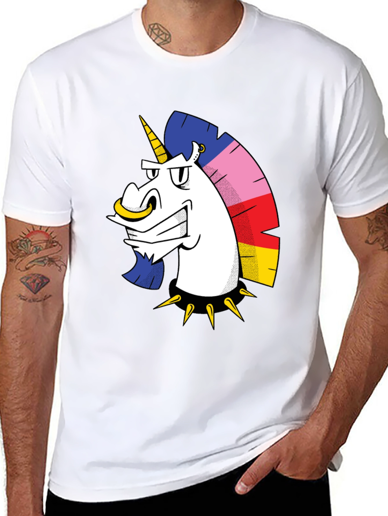 Edgy Unicorn Graphic T-Shirt - Black