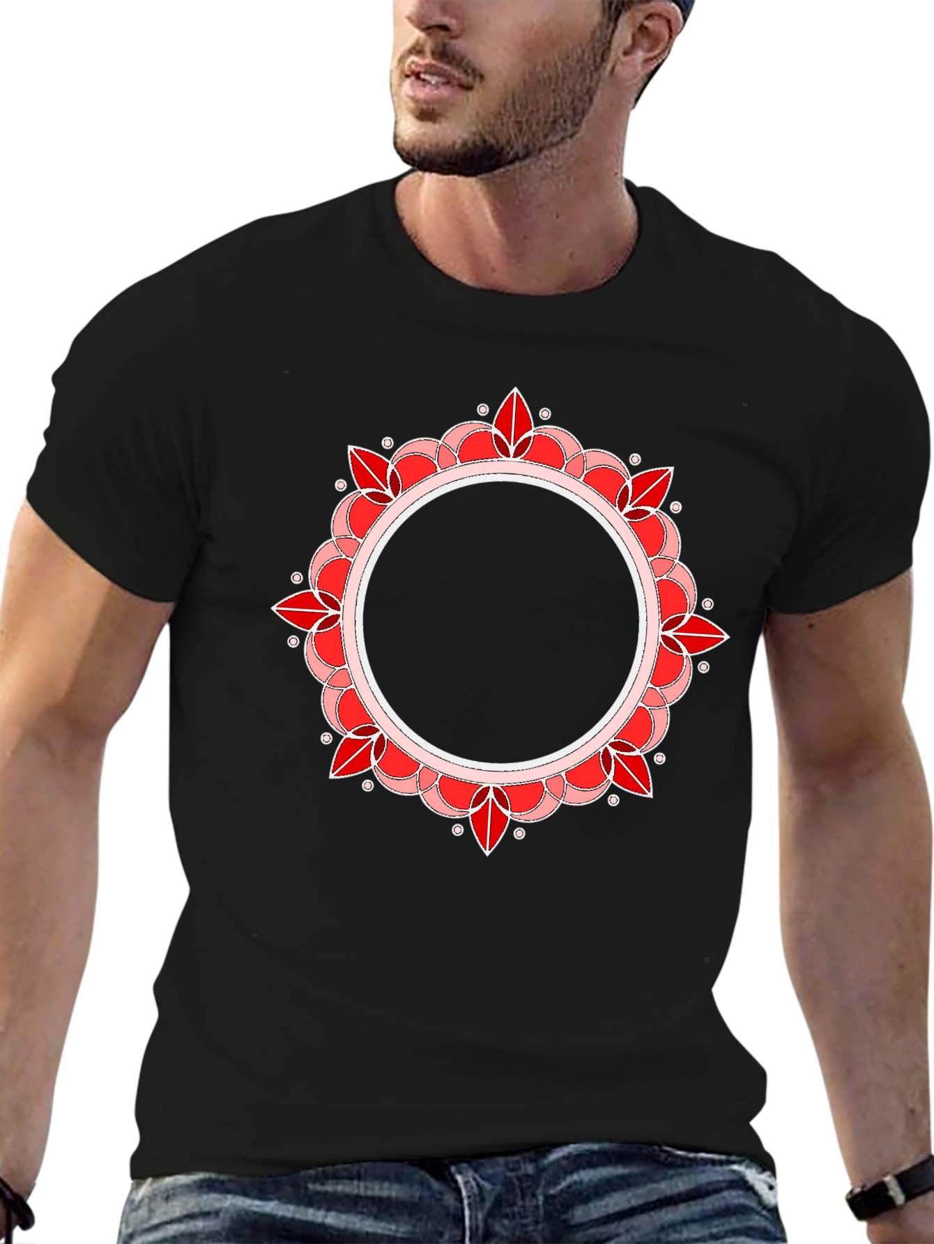 Mandala Circle Graphic Black T-Shirt