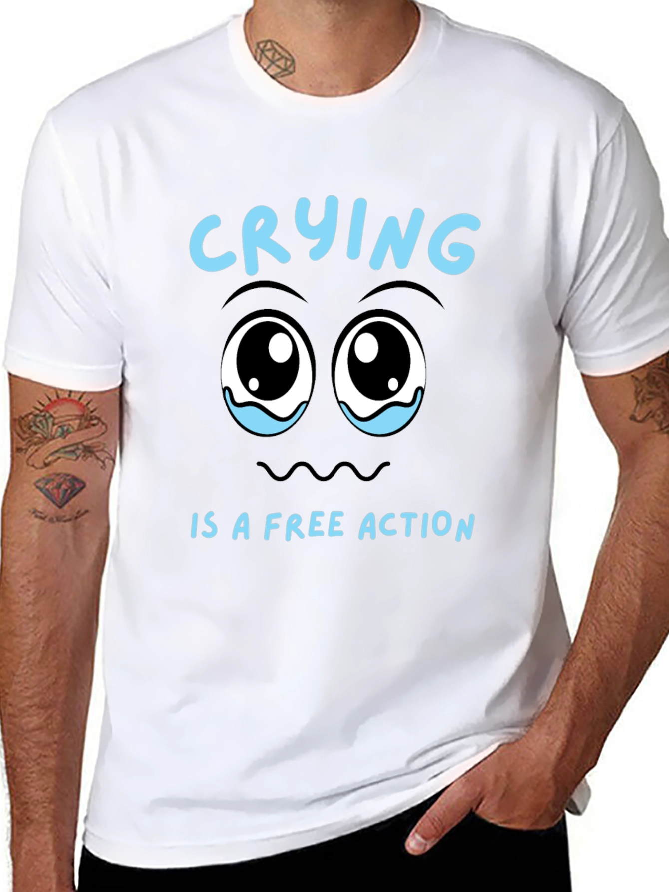 Crying is a Free Action Black T-Shirt