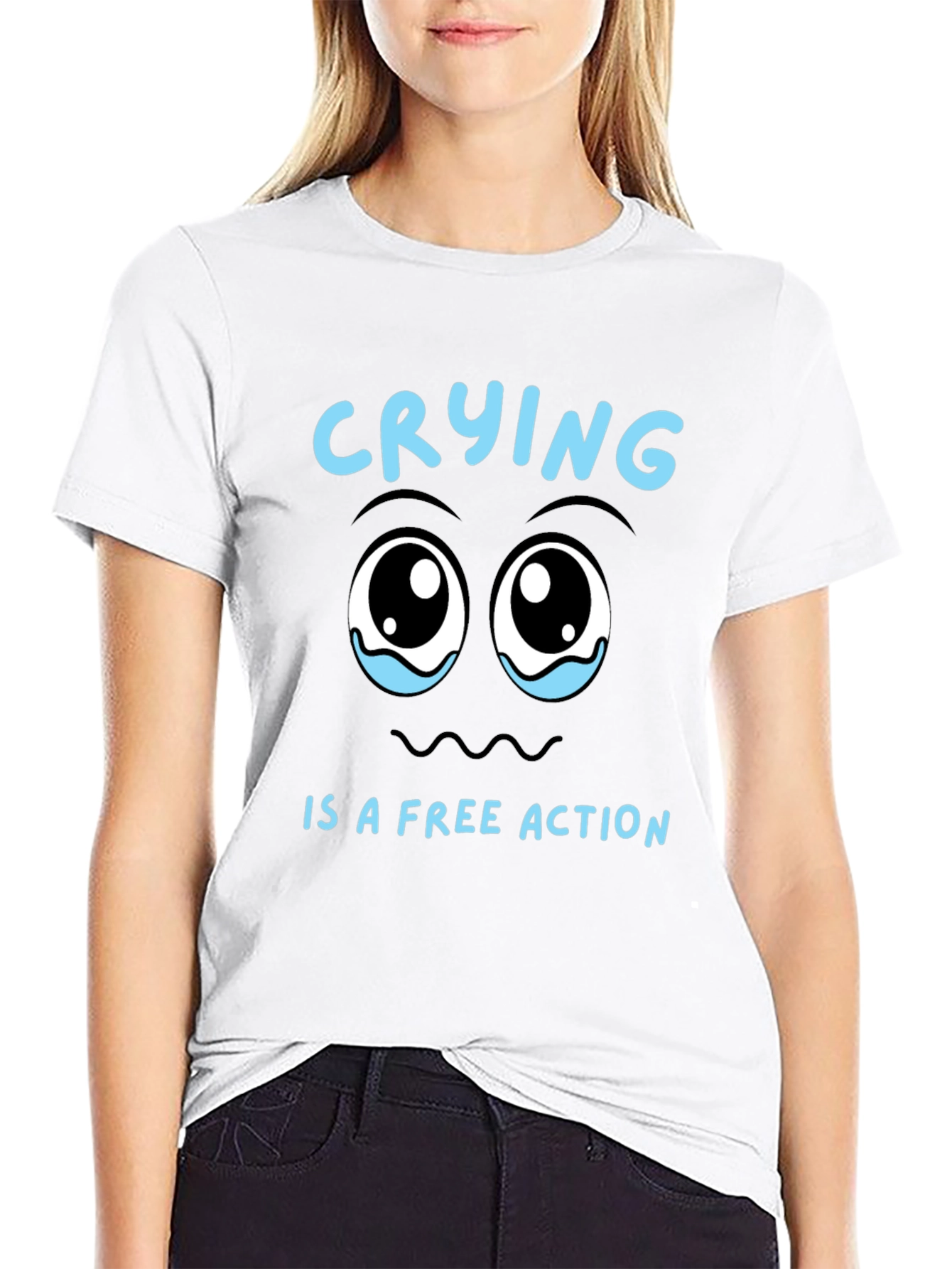 Crying is a Free Action Black T-Shirt