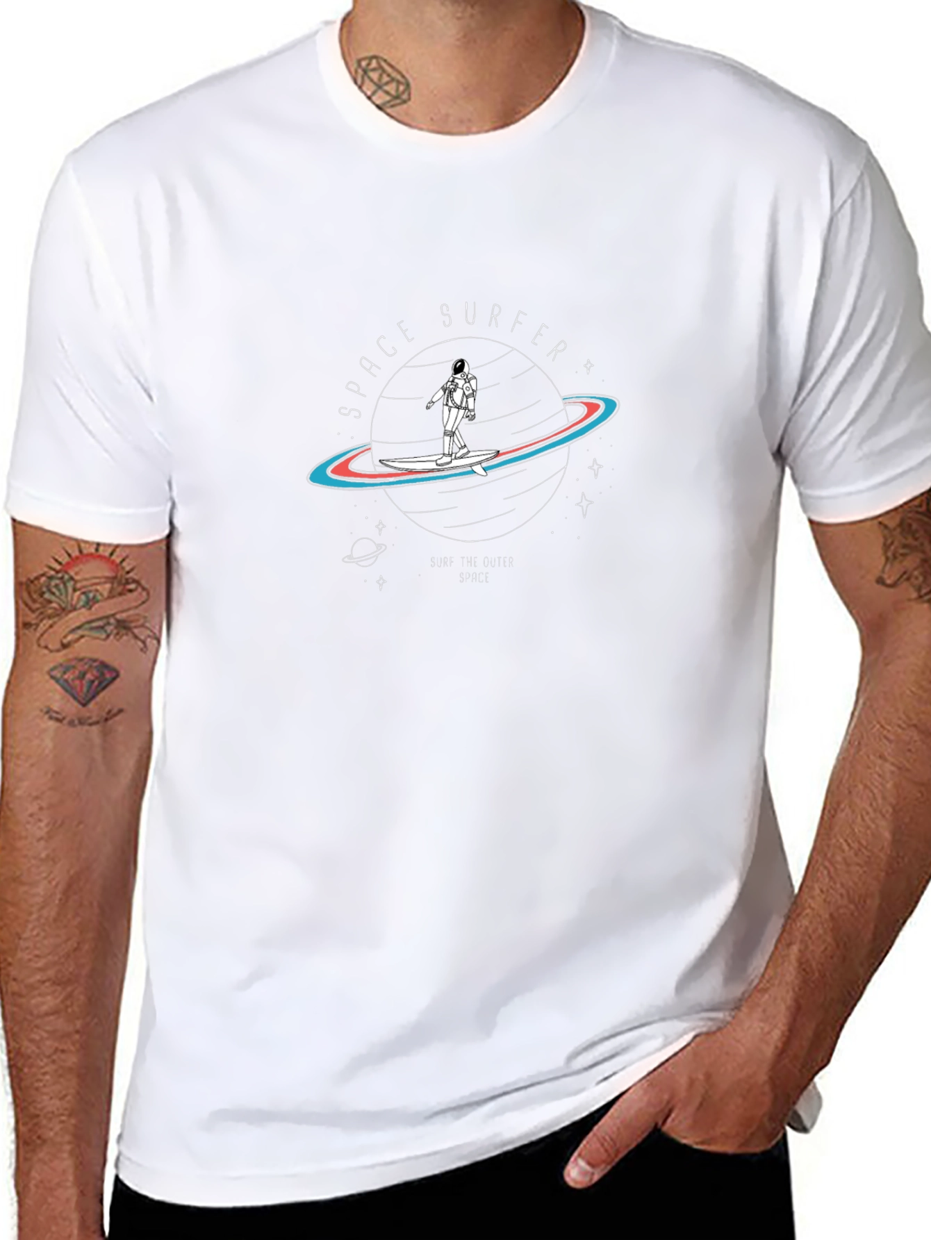 Space Surfer Graphic Tee - Outer Space Adventure Shirt