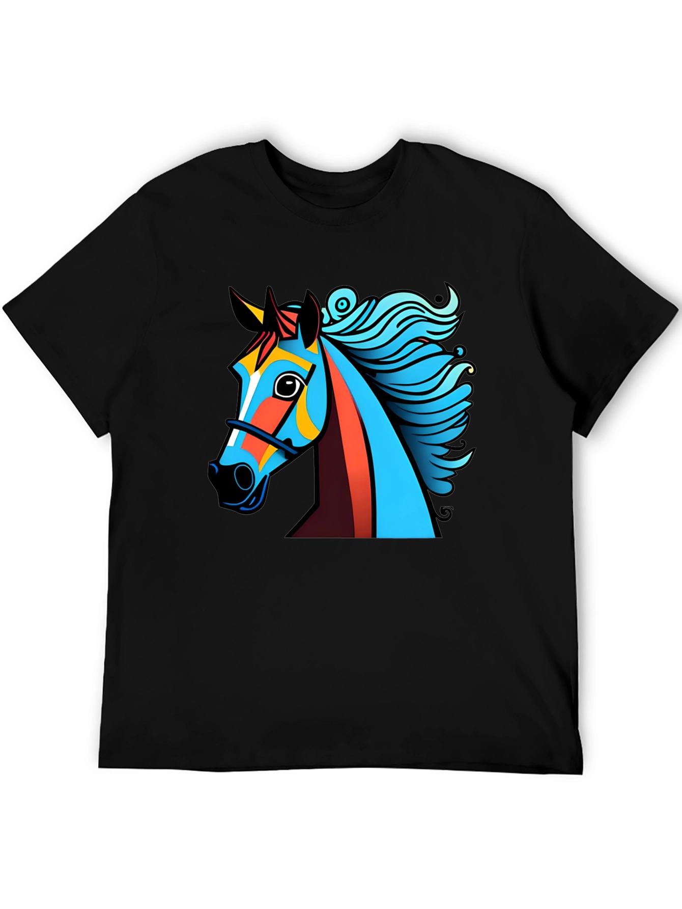Bold Graphic Horse Tee - Artistic Mens T-Shirt