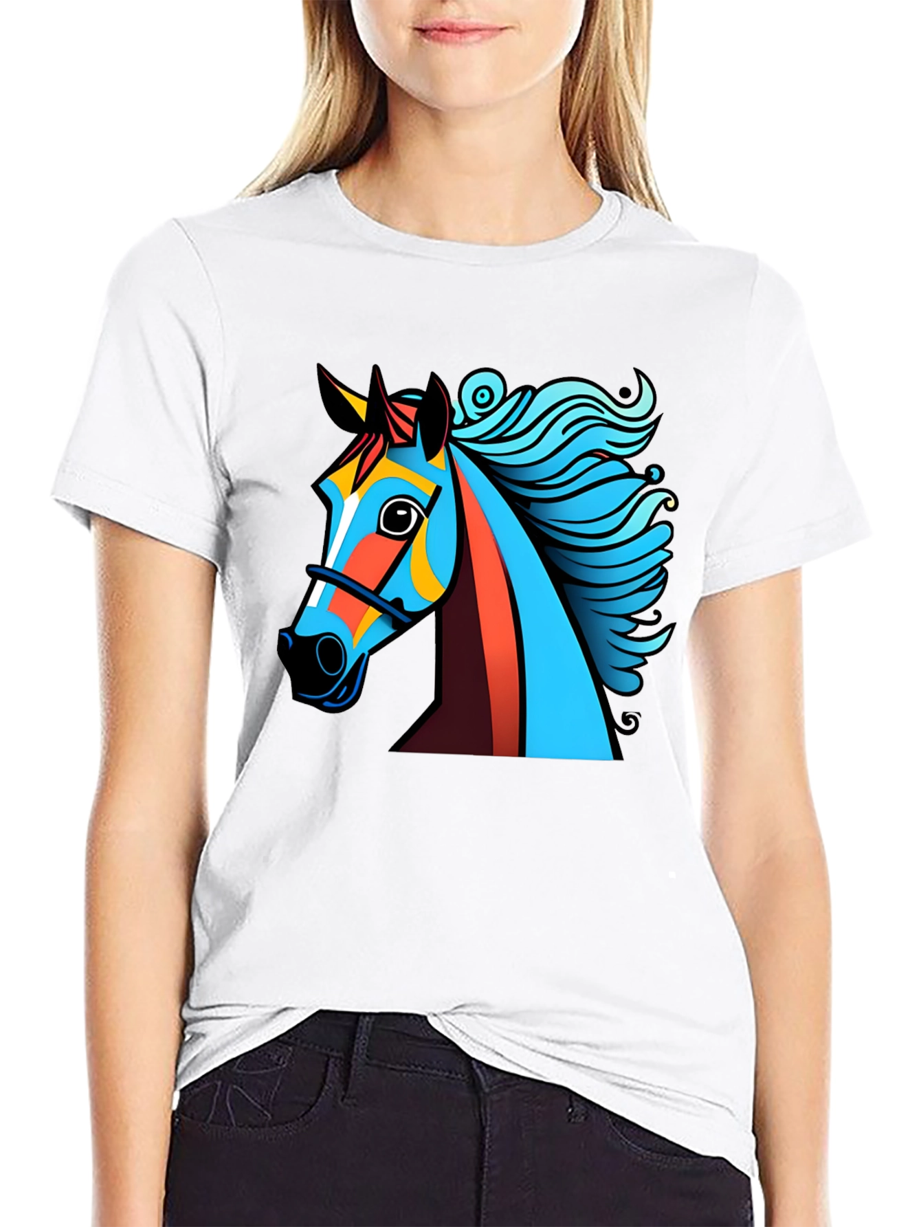 Bold Graphic Horse Tee - Artistic Mens T-Shirt